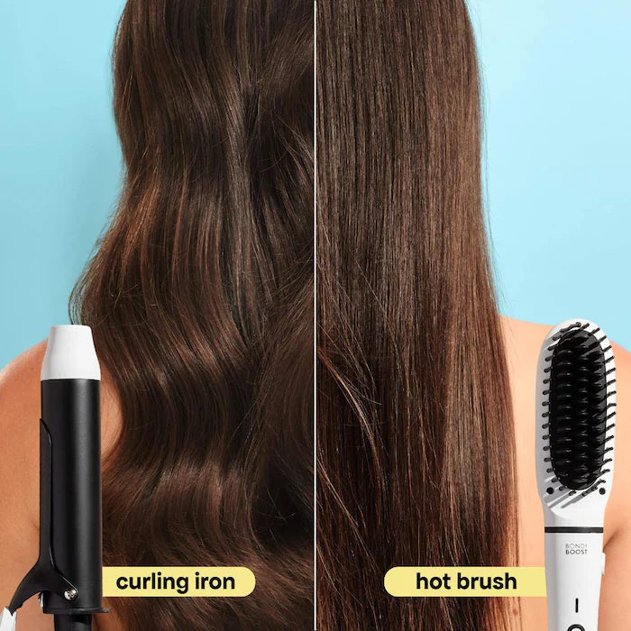 *PREORDEN: Mini Interchangeable 2-in-1 Hair Straightener Brush and Curling Iron - BondiBoost / mini herramienta para cabello de viaje doble voltaje