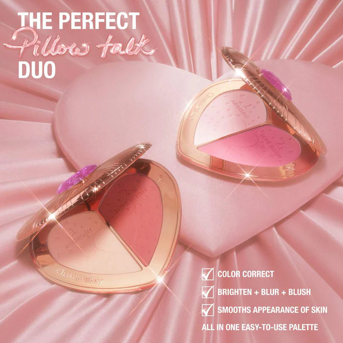 *PREORDEN: Pillow Talk Beauty Soulmates Airbrush Flawless Finish Brightening and Blush Powder Palette - Charlotte Tilbury / Rubor en polvo