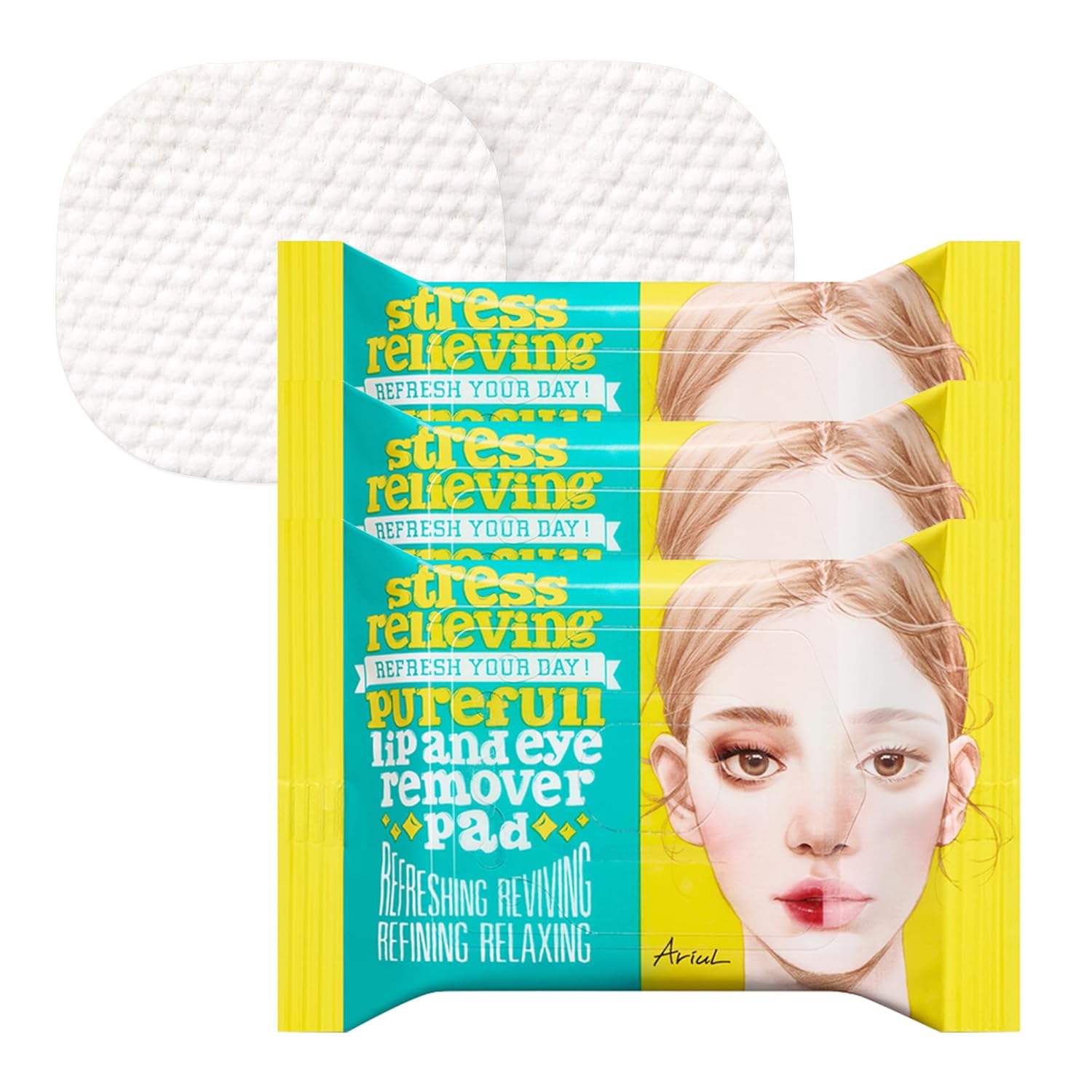 Stress relieving pureful lip and eye remover pad - Ariul / Toallas desmaquillantes