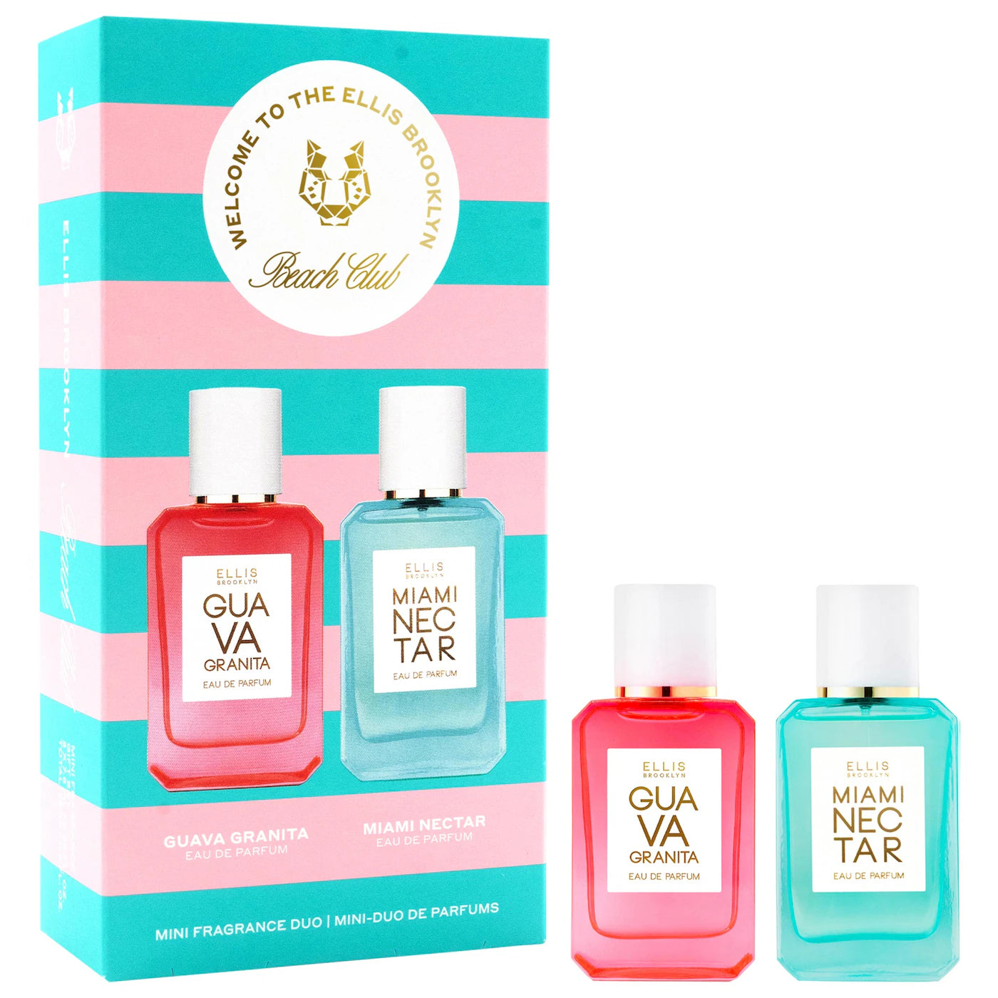 *PREORDEN: BEACH CLUB Fragrance Mini Duo with Pink Pineapple and Guava Perfume Gift Set - Ellis Brooklyn / Set de mini fragancias