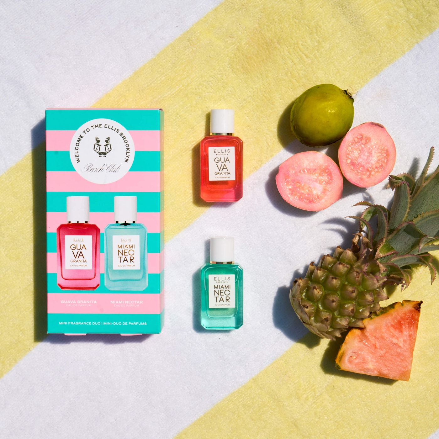 *PREORDEN: BEACH CLUB Fragrance Mini Duo with Pink Pineapple and Guava Perfume Gift Set - Ellis Brooklyn / Set de mini fragancias