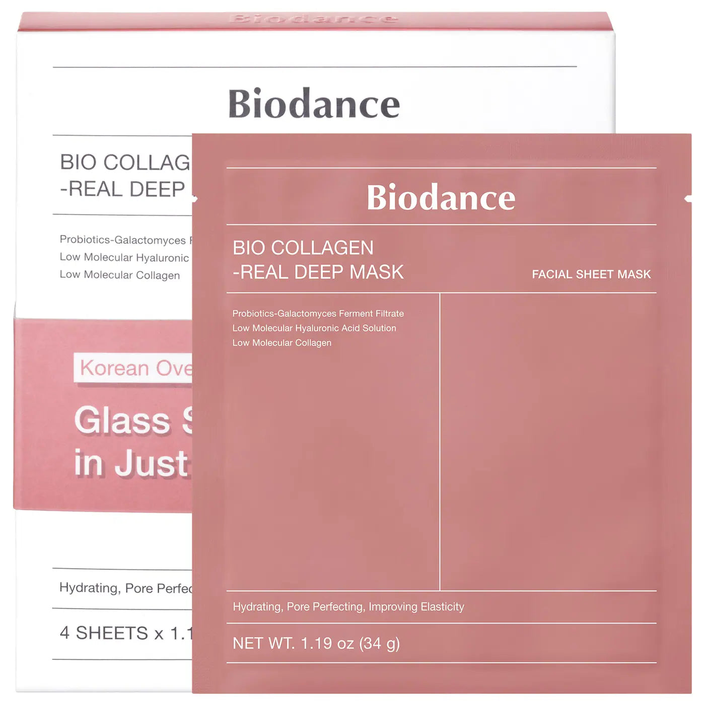 *PREORDEN: Paquete 4 pzas Bio Collagen Real Deep Mask for Pore Minimizing & Firming Care - Biodance / Máscarillas hidratantes