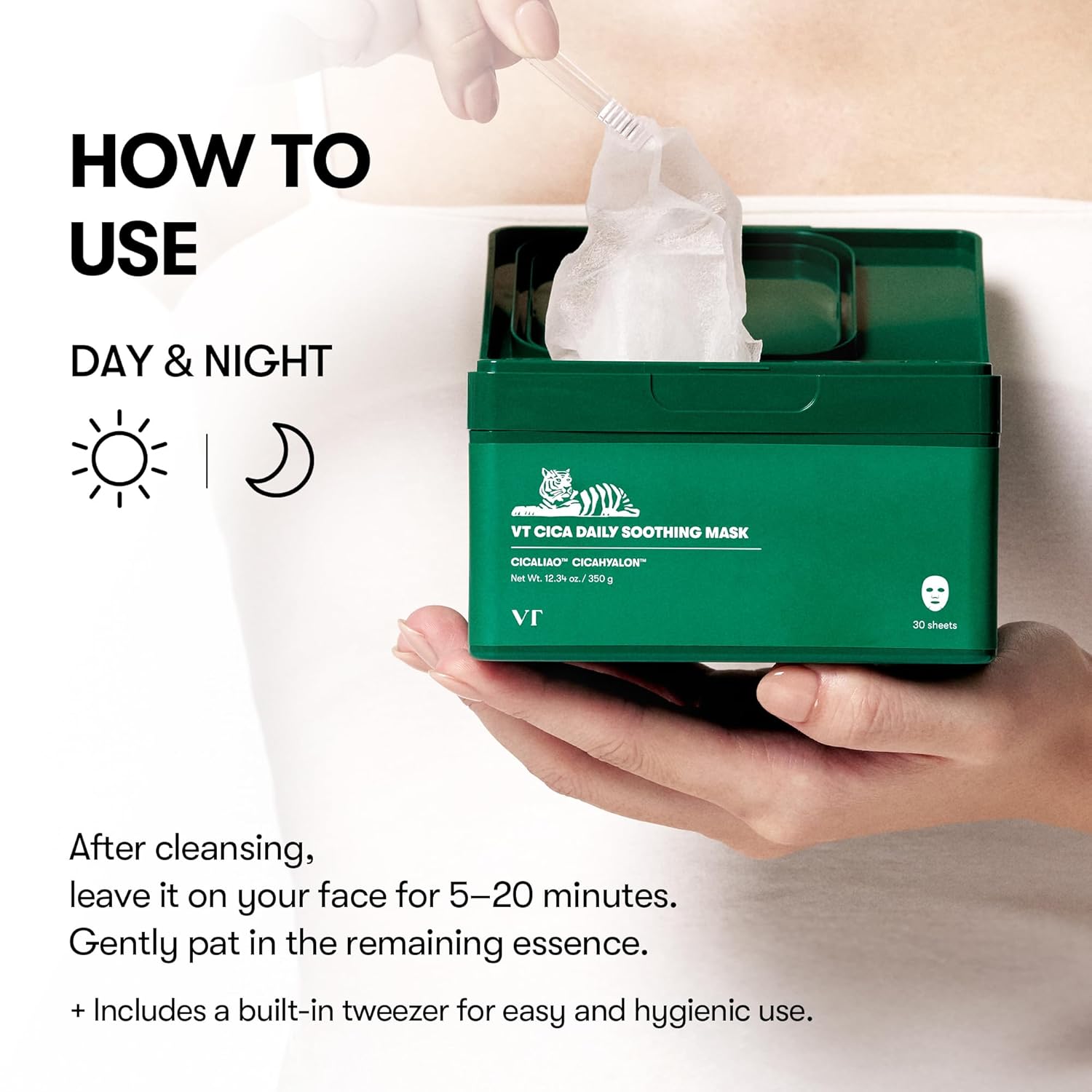 PREORDEN: CICA Daily Soothing Mask (30 pz) / VT COSMETICS – Mascarilla facial coreana calmante e hidratante con centella asiática
