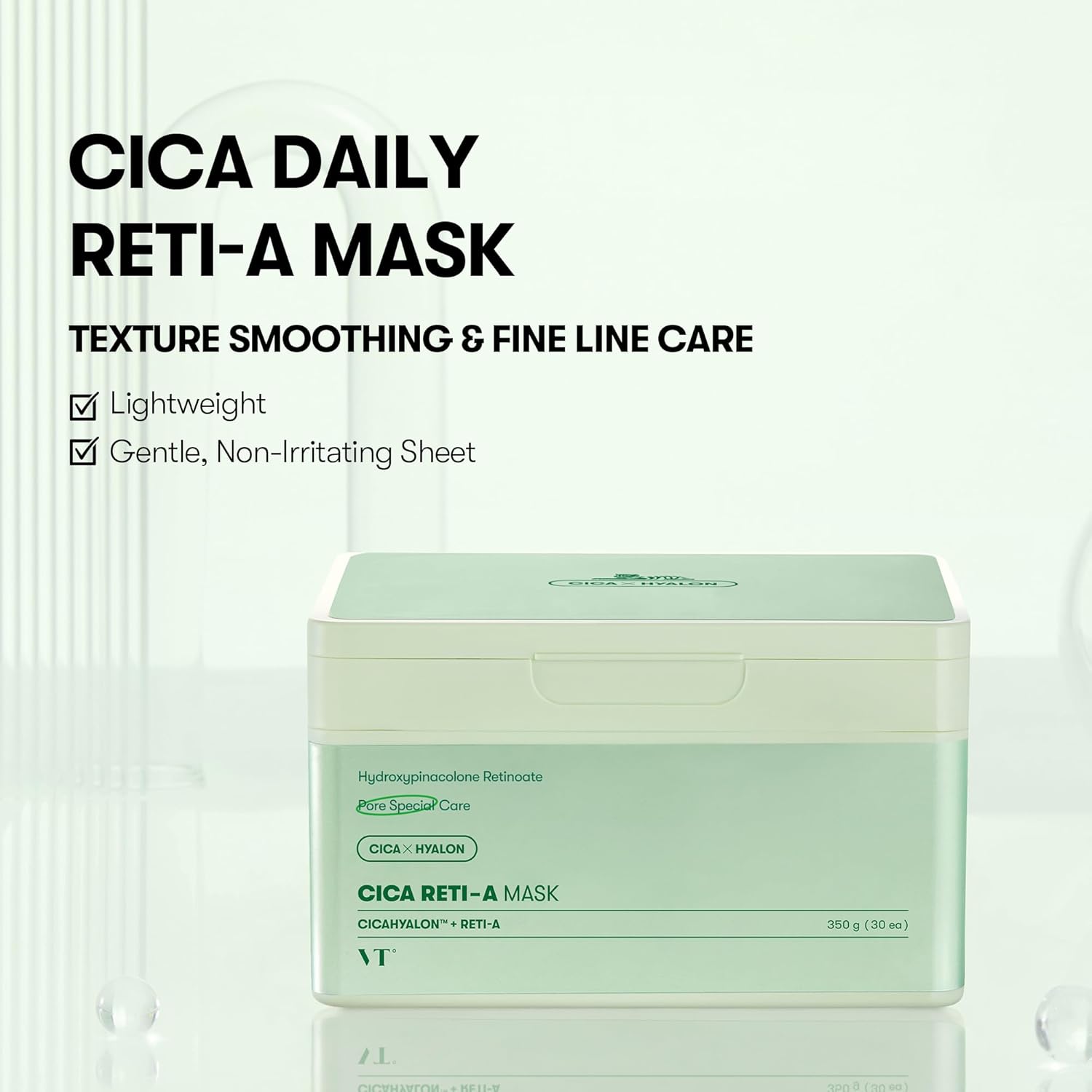 *PREORDEN: CICA Reti-A Daily Mask (30 pz) / VT COSMETICS - Mascarilla coreana diaria que cierra y reafirma los poros para textura de piel suave