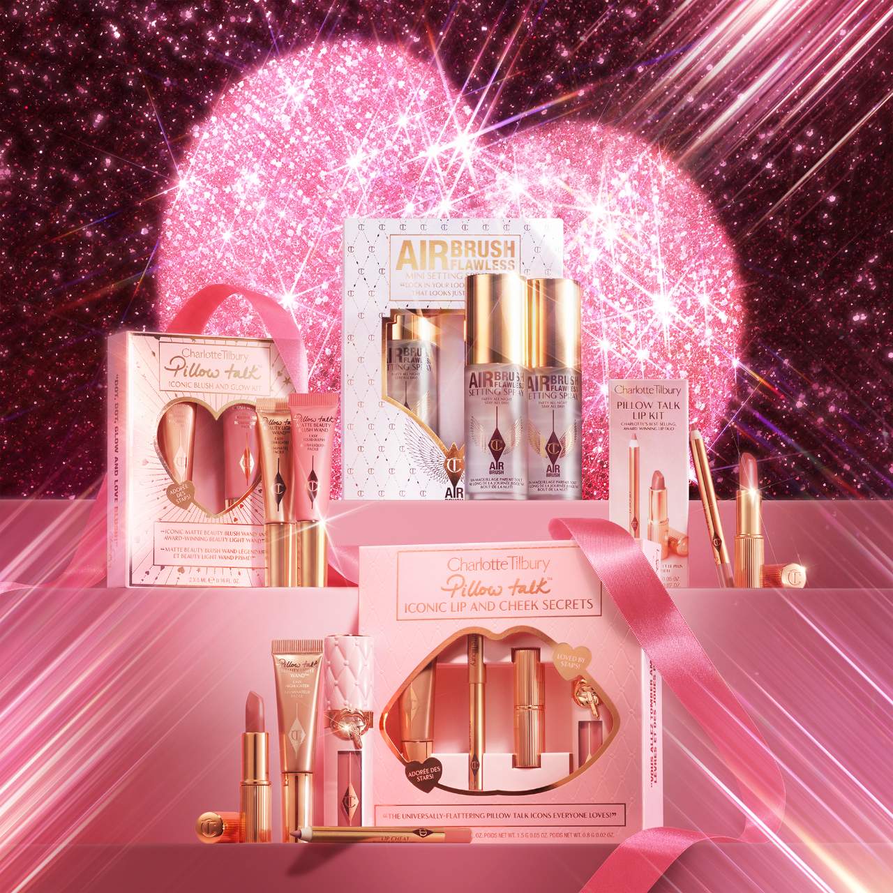 Pillow Talk Iconic Lip and Cheek Secrets Set - Charlotte Tilbury / Set 4 pzas labios y mejillas