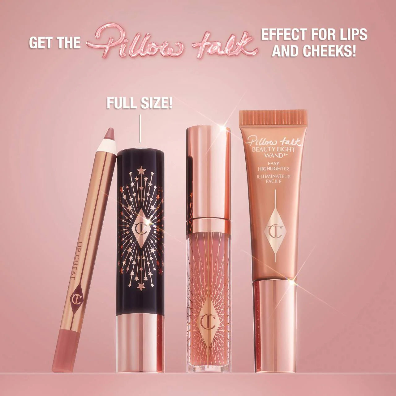 Pillow Talk Iconic Lip and Cheek Secrets Set - Charlotte Tilbury / Set 4 pzas labios y mejillas