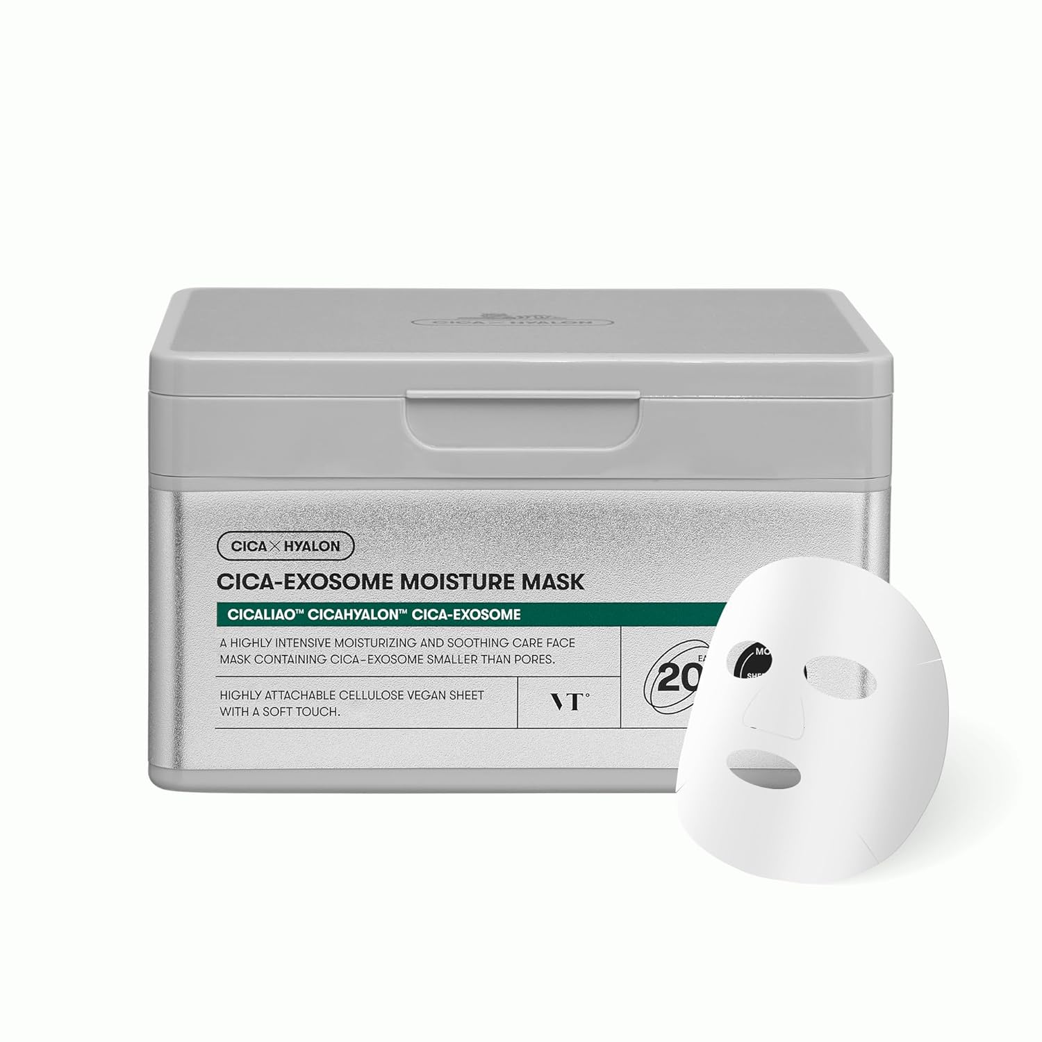 *PREORDEN: Cica-Exosome Moisture Mask (20 pz) / VT COSMETICS – Mascarilla facial coreana hidratante y calmante con exosomas