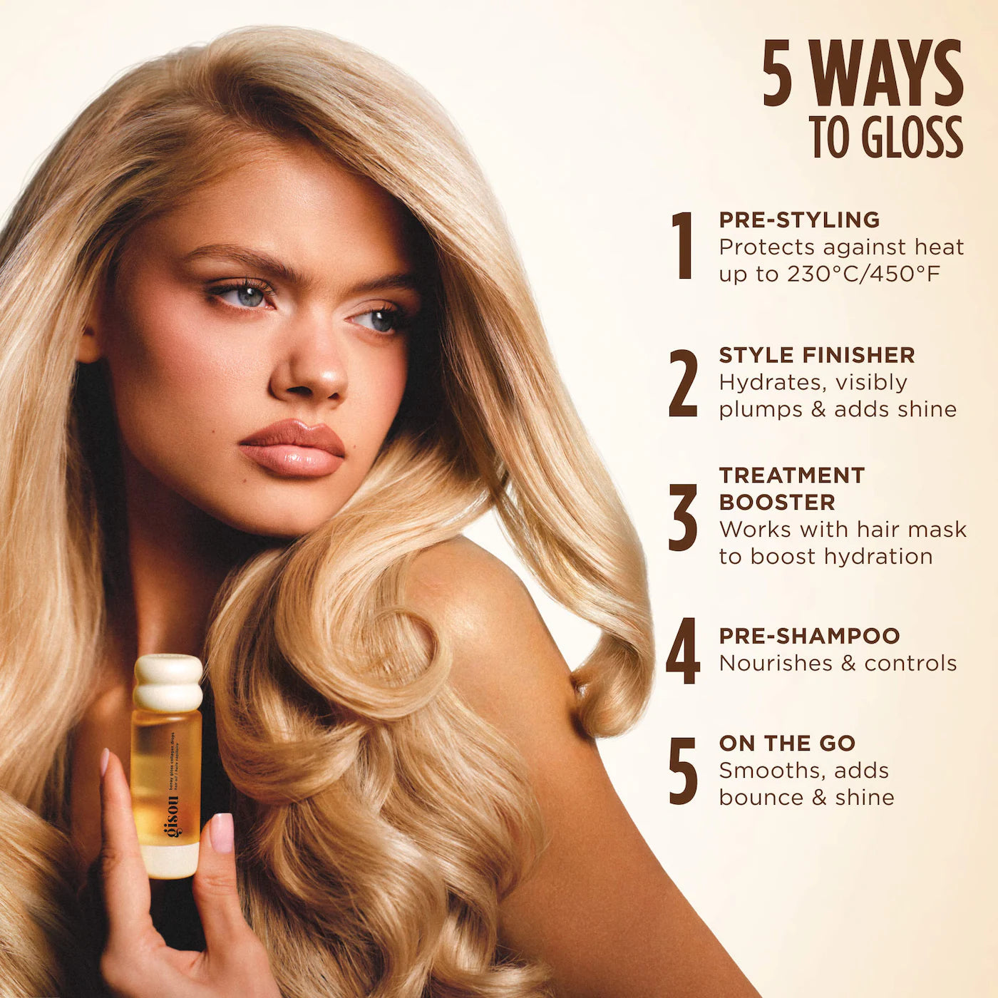 *PREORDEN: Honey Gloss Collagen Drops Hair Oil for Fine to Medium Hair - Gisou / Aceite para el cabello con colágeno