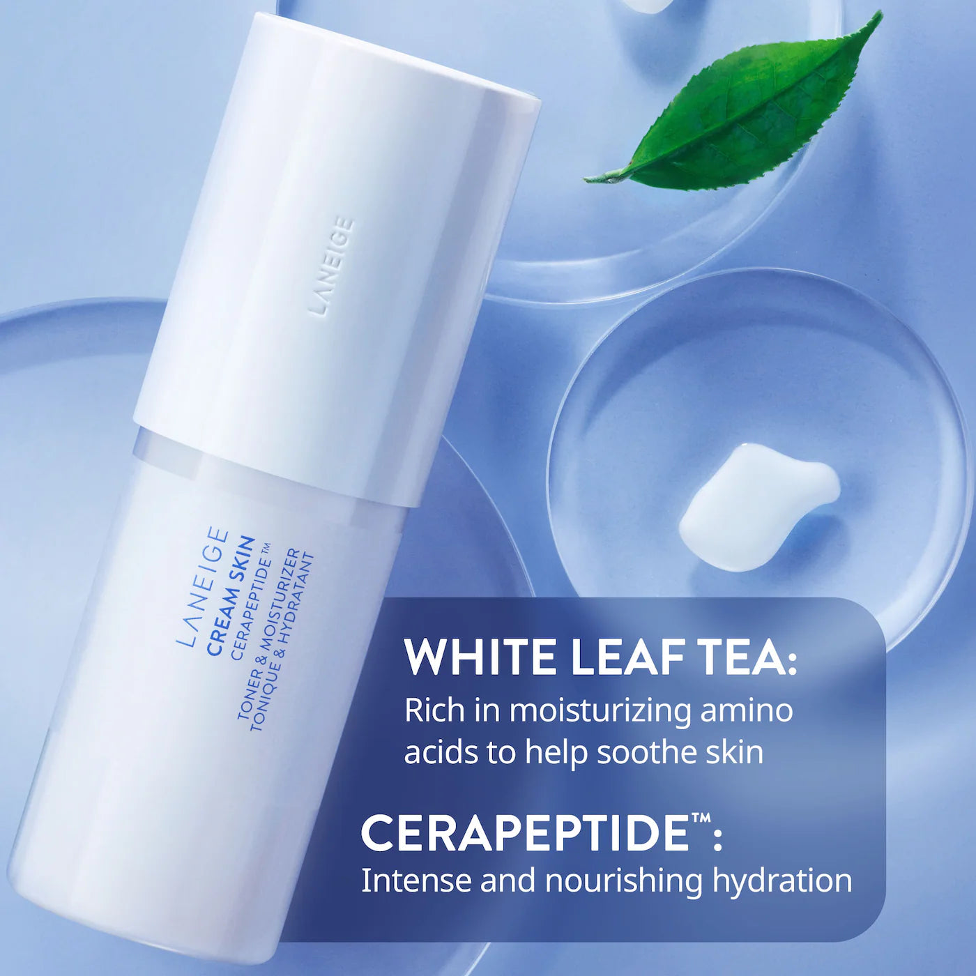 *PREORDEN: Cream Skin Refillable Toner & Moisturizer with Ceramides and Peptides - LANEIGE / Crema-Tónico lechosa para una piel radiante e hidratada.