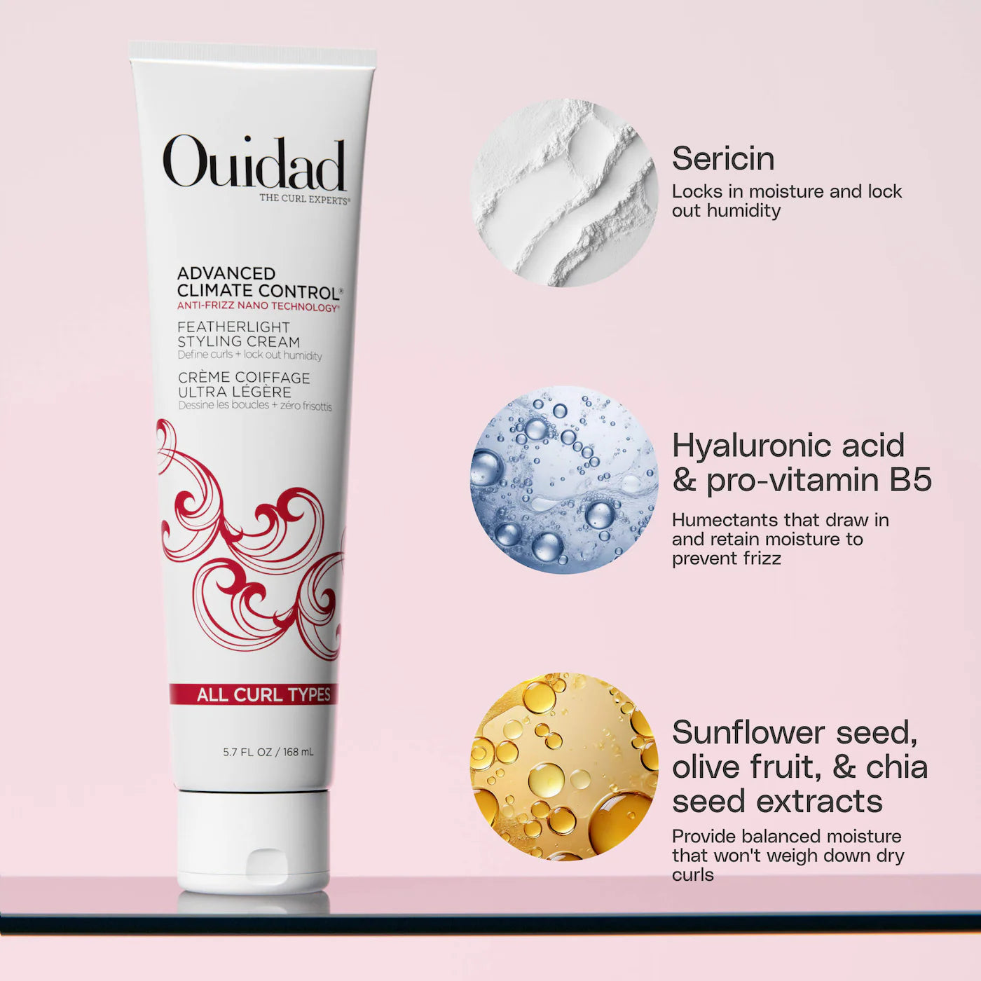 Mini Advanced Climate Control Anti-Frizz Featherlight Styling Cream for Curly Hair 60ml - Ouidad / Crema para peinar antifrizz para cabello rizado