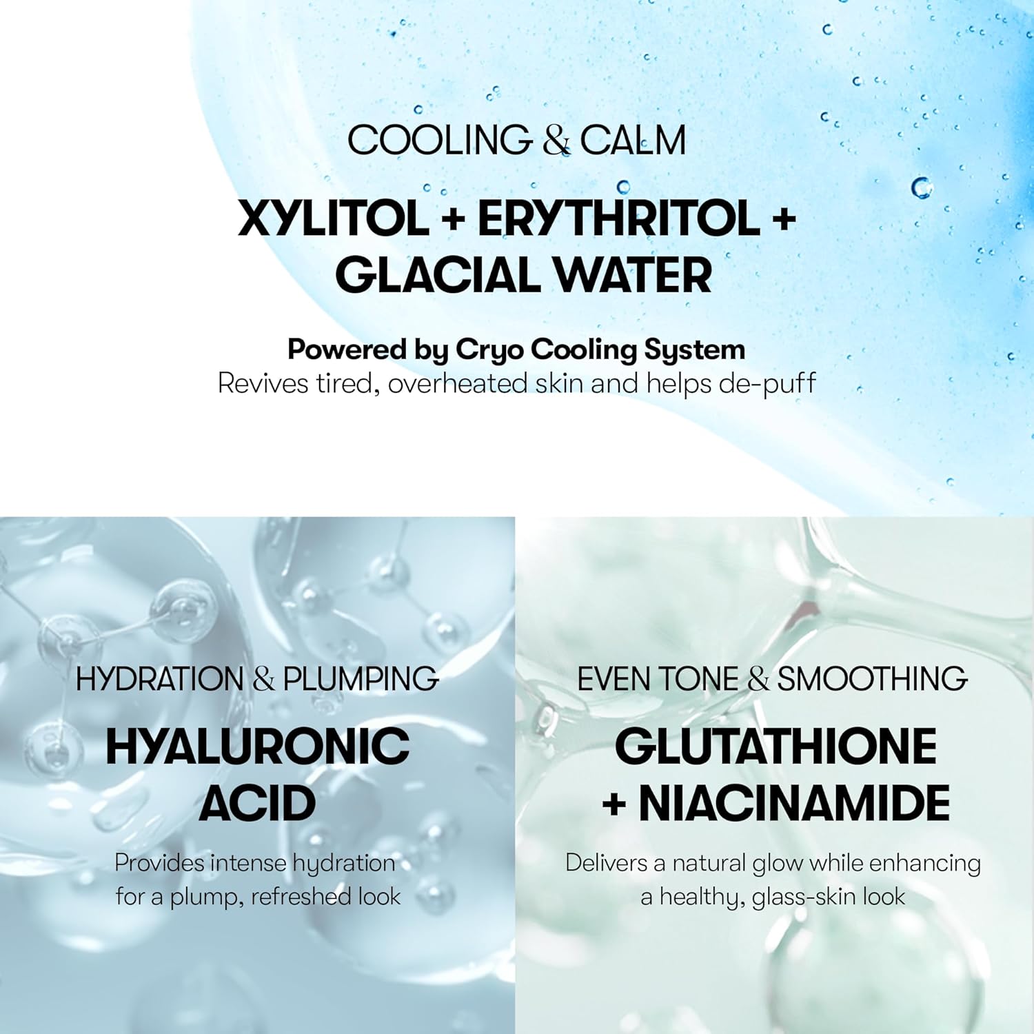 Cryo Ice Cool Mask, 30 Sheets, Cooling & De-Puffing Daily Sheet Mask, Hydrating Korean Face Mask, Xylitol & Hyaluronic Acid, K-Beauty Skincare - VT COSMETICS / Mascarilla facial con ácido hialurónico