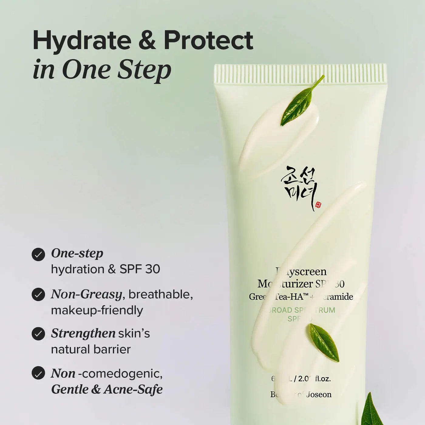 *PREORDEN: Dayscreen 2-in-1 SPF 30 Moisturizer with Green Tea-HA + Ceramides - Beauty of Joseon / Crema hidratante con SPF 30