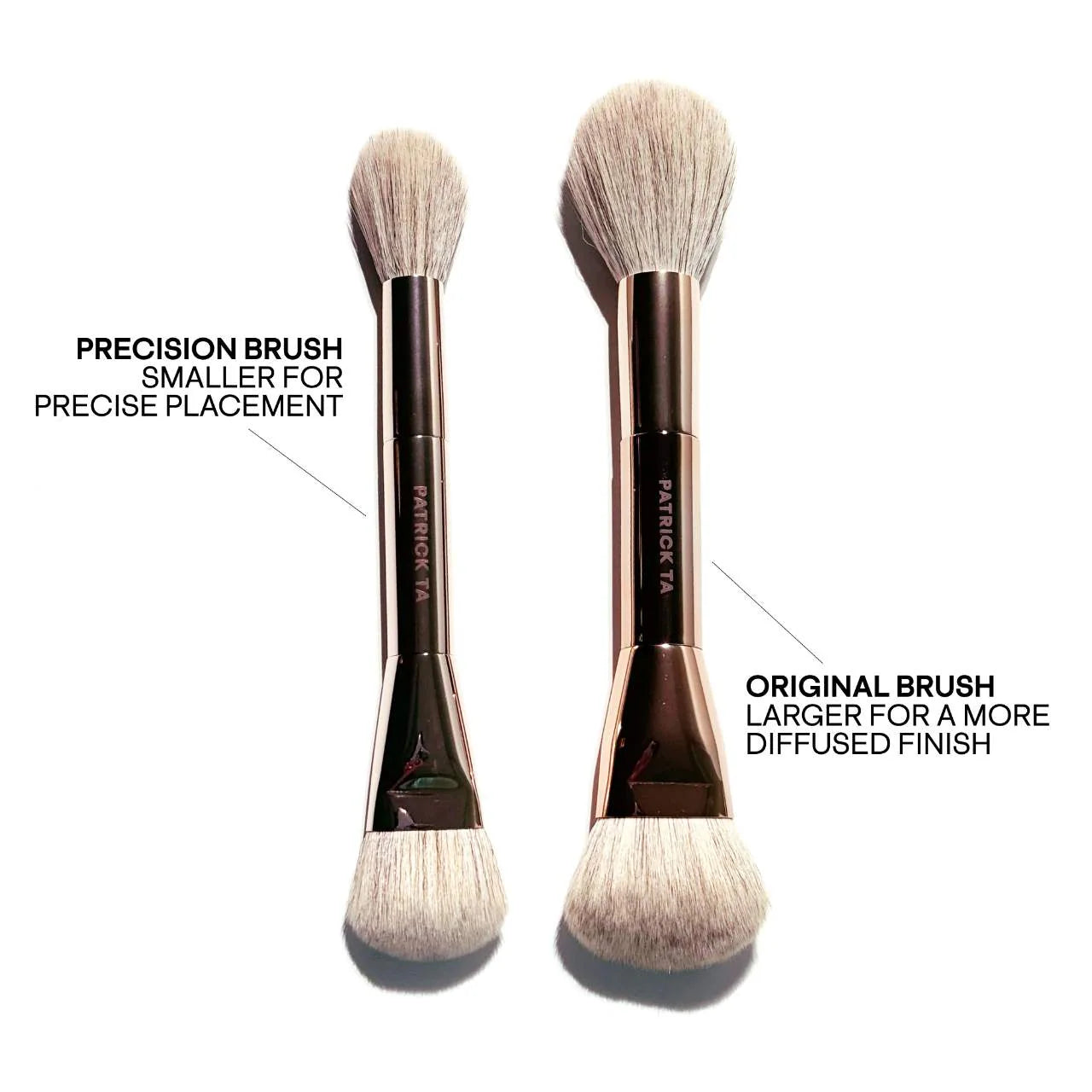 Dual Ended Precision Blush Brush #6 - PATRICK TA / Brocha de dos puntas para rubor en crema y polvo