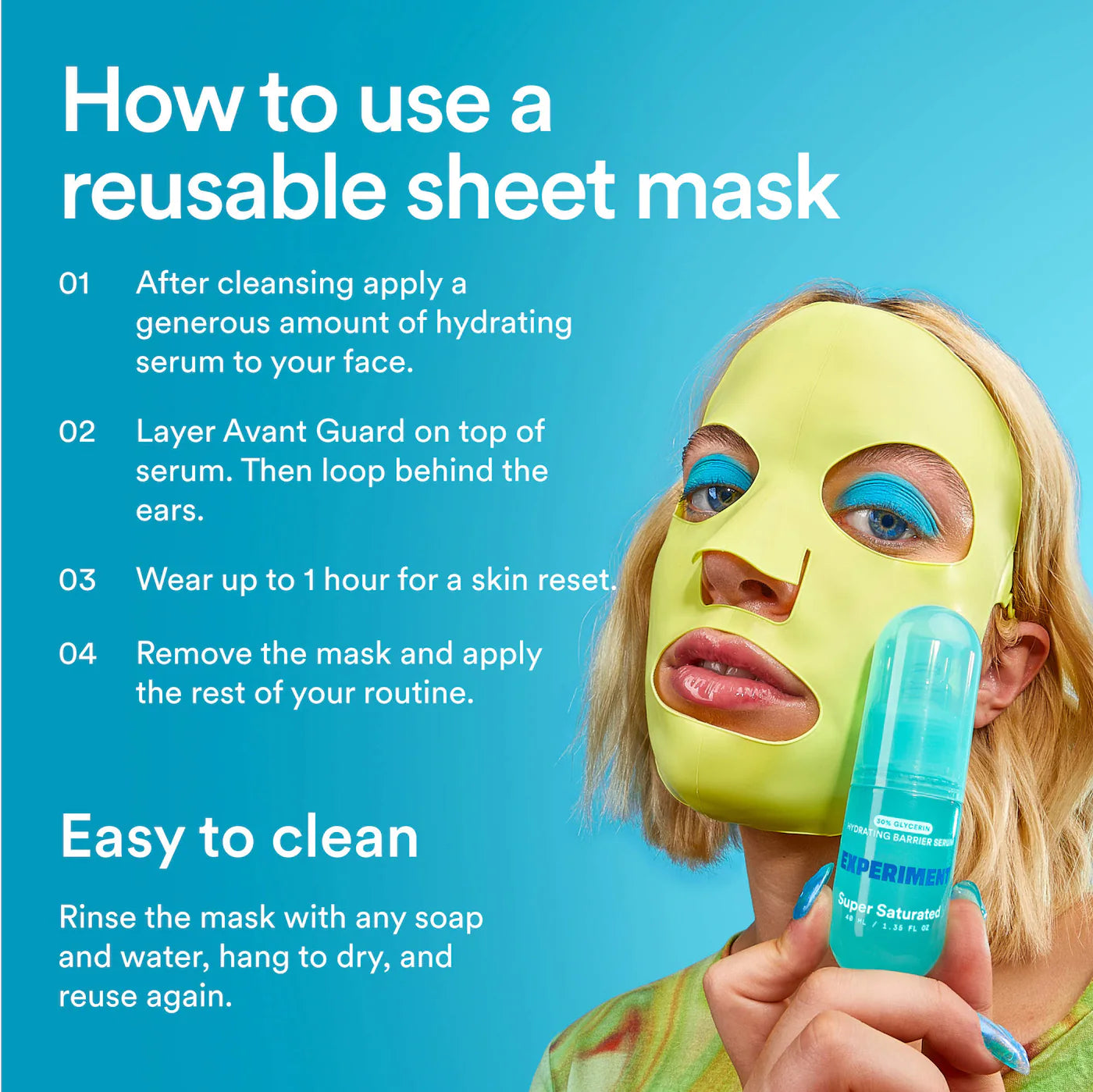 *PREORDEN: Avant Guard Reusable 100% Silicone Sheet Mask - Experiment / Mascarilla de silicona reutilizable