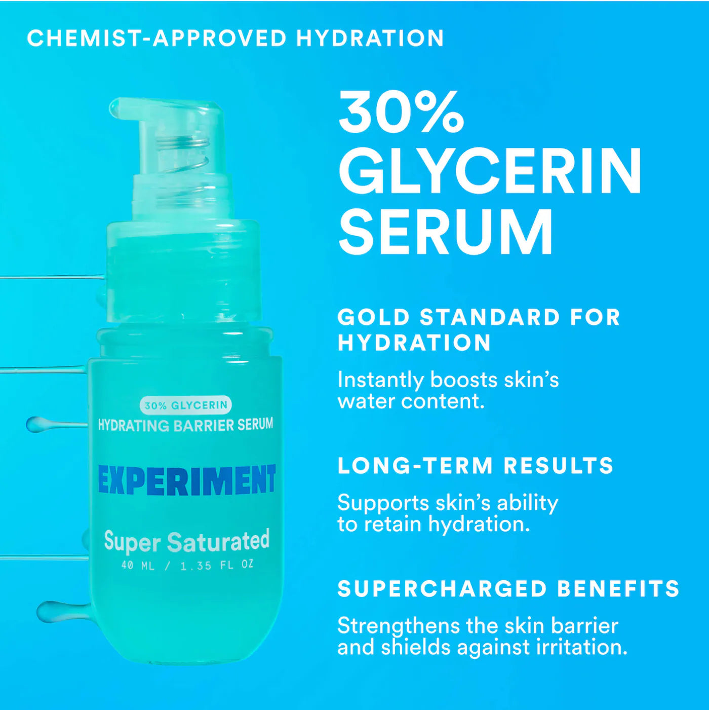 *PREORDEN: Super Saturated Hydrating Barrier Serum with 30% Glycerin + Polyglutamic Acid - Experiment / Suero hidratante intensivo
