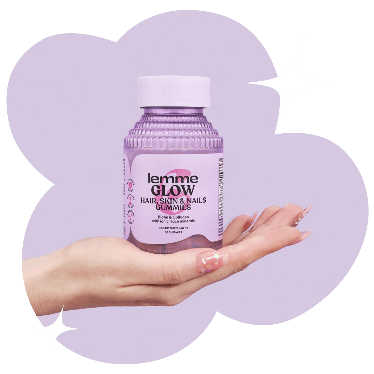 GLOW Hair, Skin & Nails Gummies - lemme / Gomitas para el cabello, piel y uñas