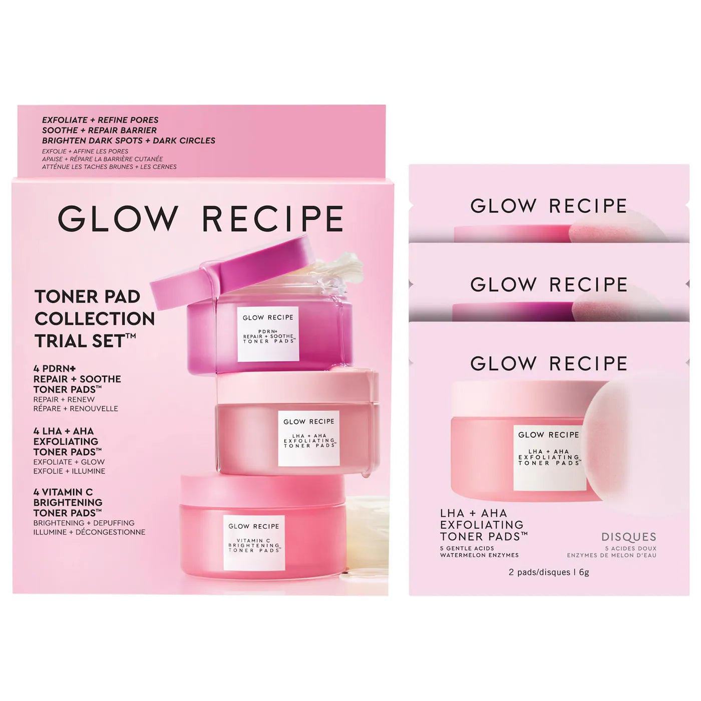 *PREORDEN: Korean Toner Pad Skin Care Kit for Pores, Dark Spots, and Skin Barrier Repair - Glow Recipe / Set de cuidado facial coreano