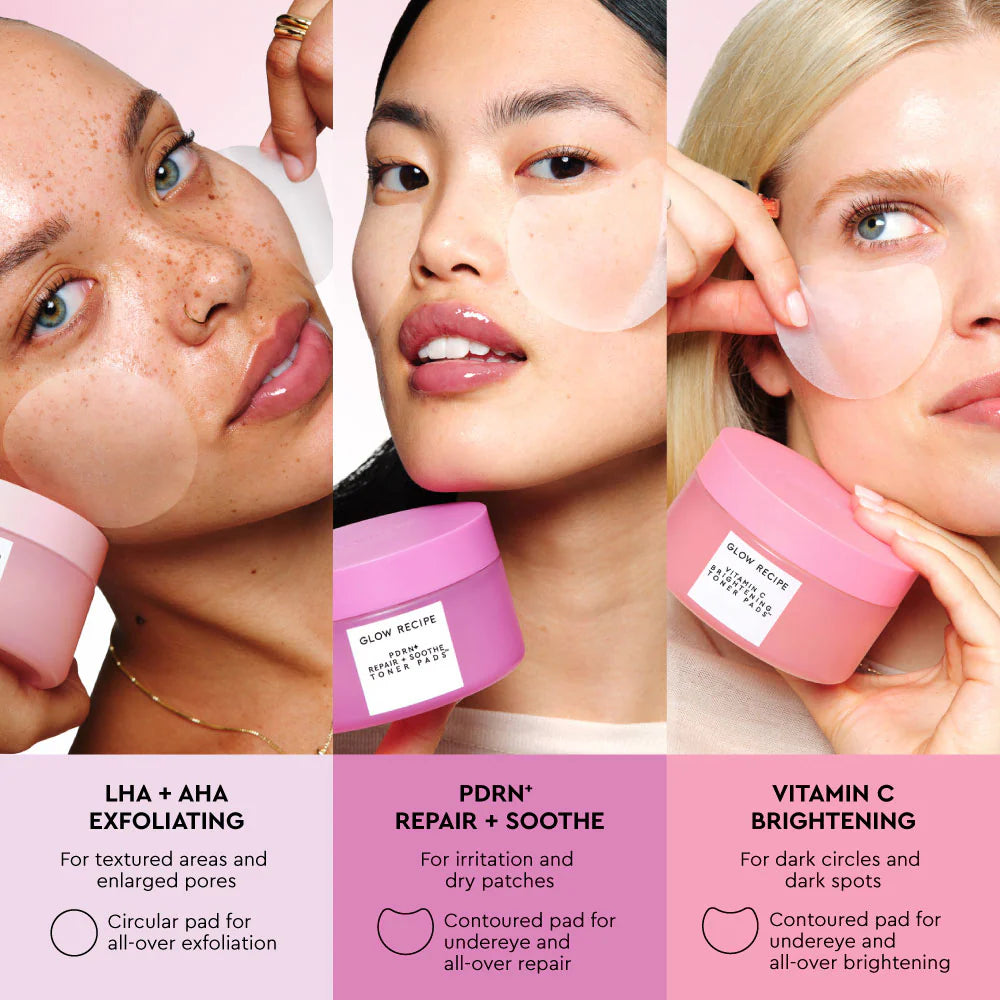 *PREORDEN: Korean Toner Pad Skin Care Kit for Pores, Dark Spots, and Skin Barrier Repair - Glow Recipe / Set de cuidado facial coreano