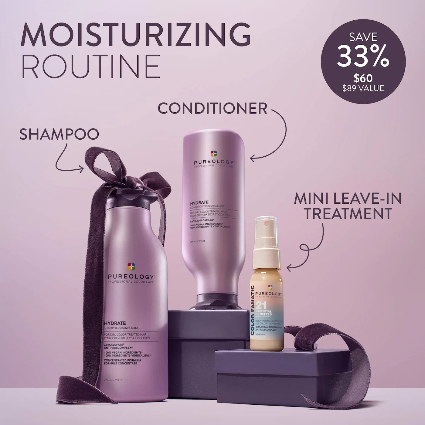 *PREORDEN: Hydrate Shampoo, Conditioner & Color Fanatic Hair Gift Set - Pureology / Set del cuidado del cabello