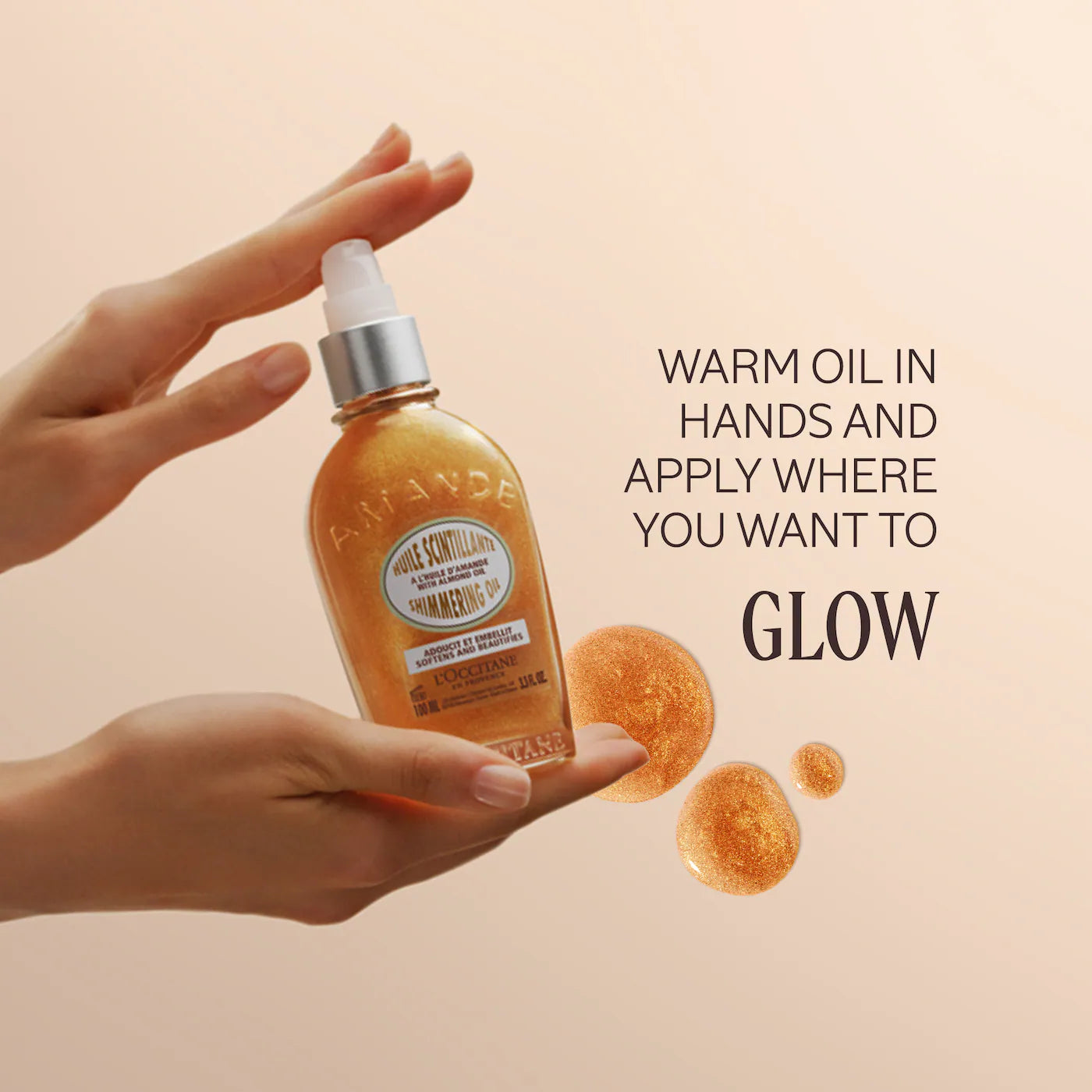 *PREORDEN: Instant Golden Glow with Almond Shimmering Body Oil - L'Occitane / Aceite corporal ligero que nutre con un brillo dorado y luminoso