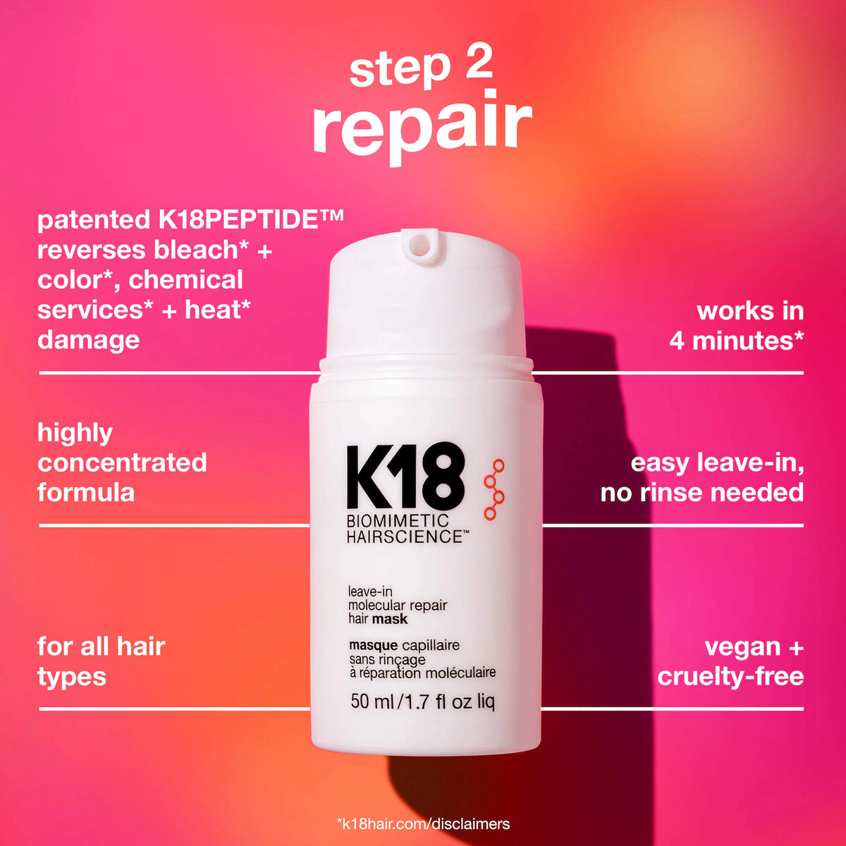 *PREORDEN: Detox + Repair Leave-In Molecular Repair Mask & Mini Detox Shampoo Gift Set- K18 / Set reparador de cabello