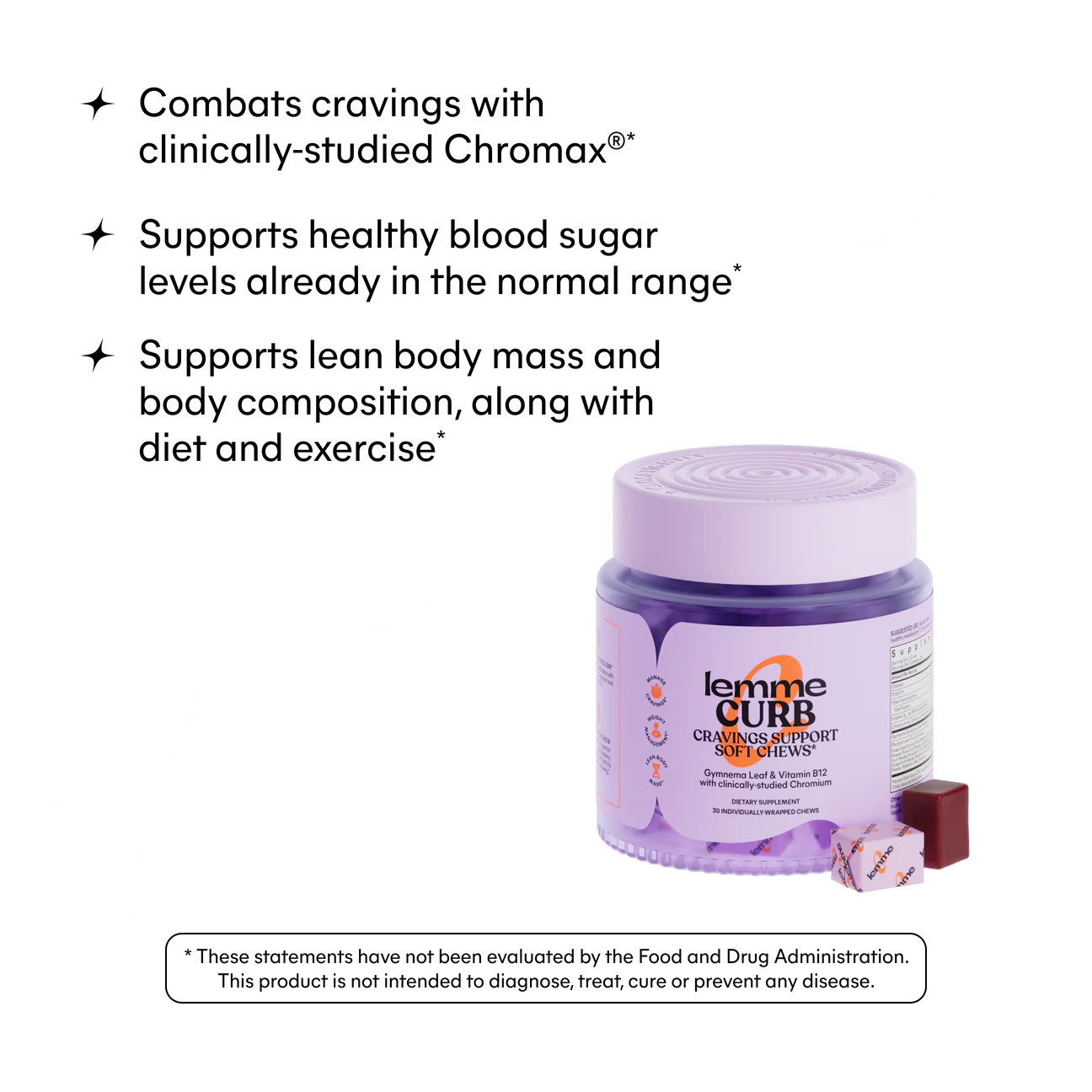 Curb Soft Chews - lemme / Gomitas apoyo a la glucosa y los antojos