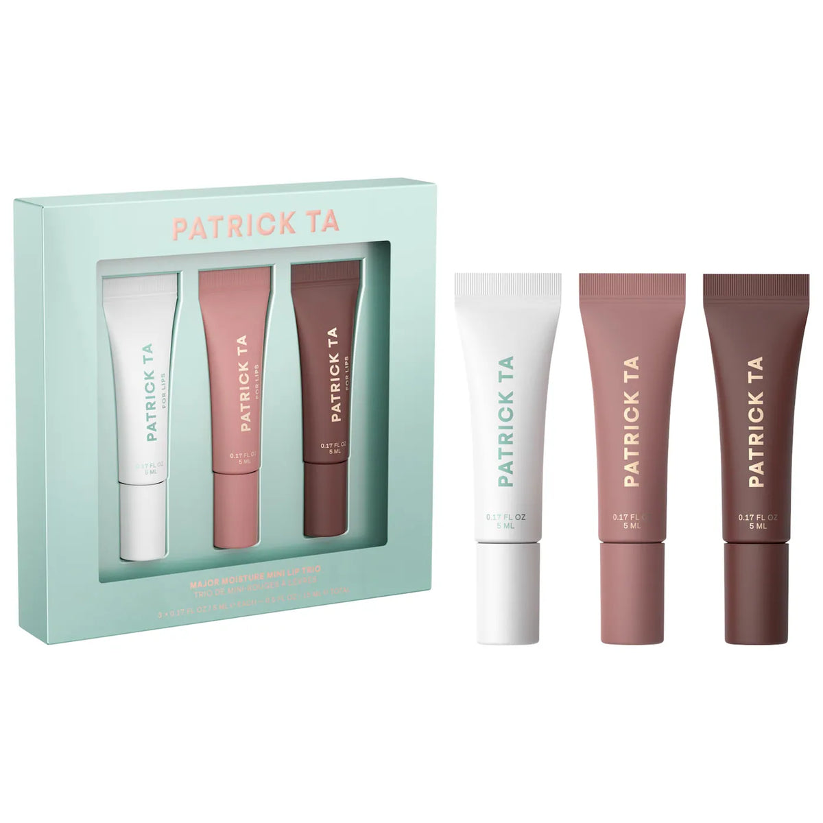 *PREORDEN: Mini Major Moisture Smoothing and Hydrating Tinted Lip Balm Trio Makeup Gift Set - PATRICK TA / Trio mini balsamos labiales