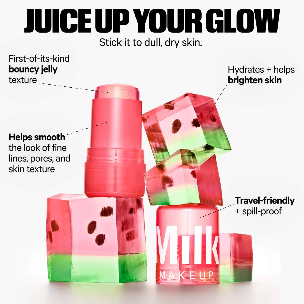 Watermelon Jelly Glow Brightening Serum Stick with Peptides - Milk Makeup / Suero hidratante iluminador