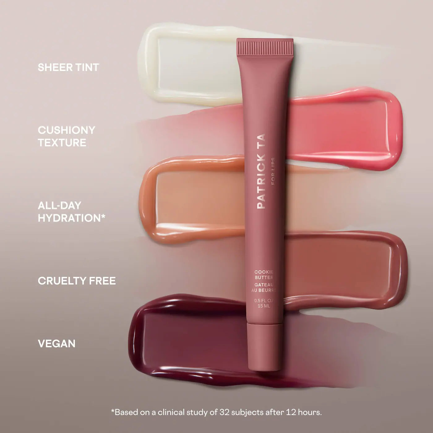 *PREORDEN: Major Moisture Smoothing and Hydrating Tinted Lip Balm with Vitamin E - Patrick Ta / Bálsamo hidratante