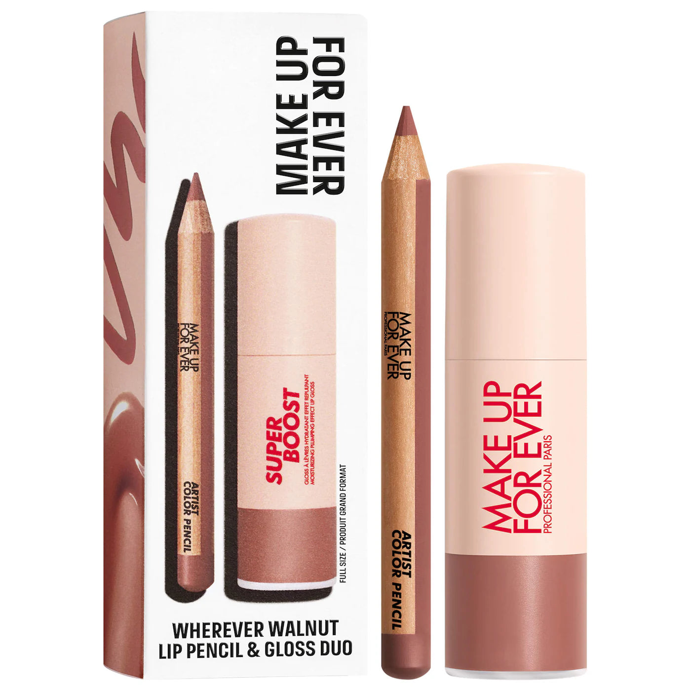 *PREORDEN: Mini Artist Color Pencil Lip Liner & Full Size Super Boost Lip Gloss Kit - MAKE UP FOR EVER / Set de labios