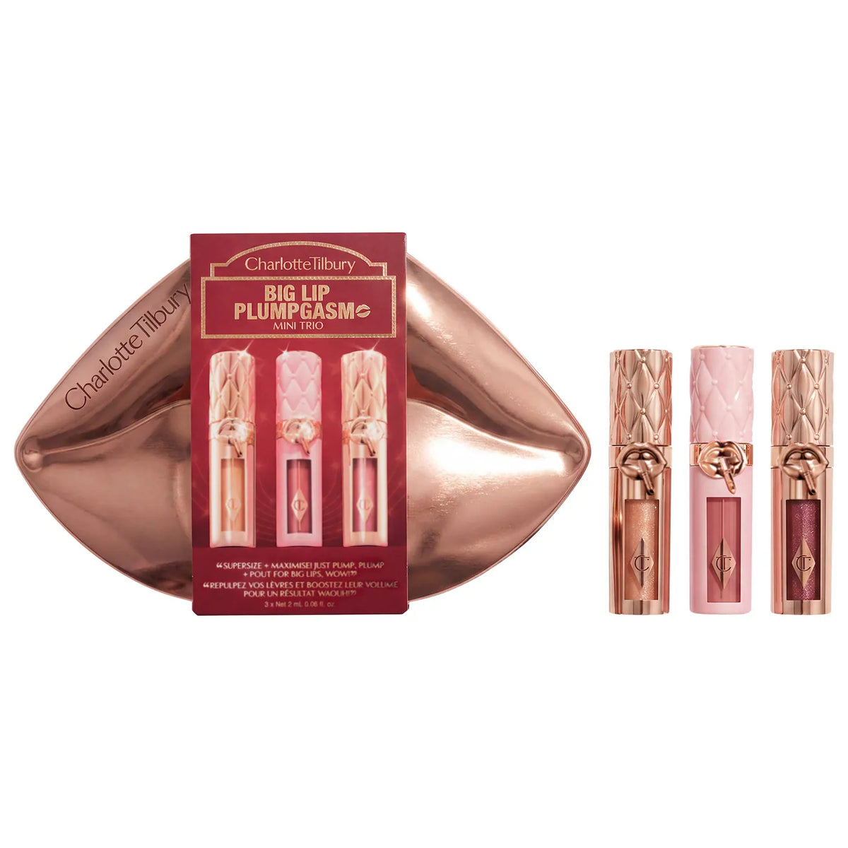 *PREORDEN: Mini Big Lip Plumpgasm Plumping Lip Gloss Trio Makeup Gift Set - Charlotte Tilbury / Set de brillos labiales