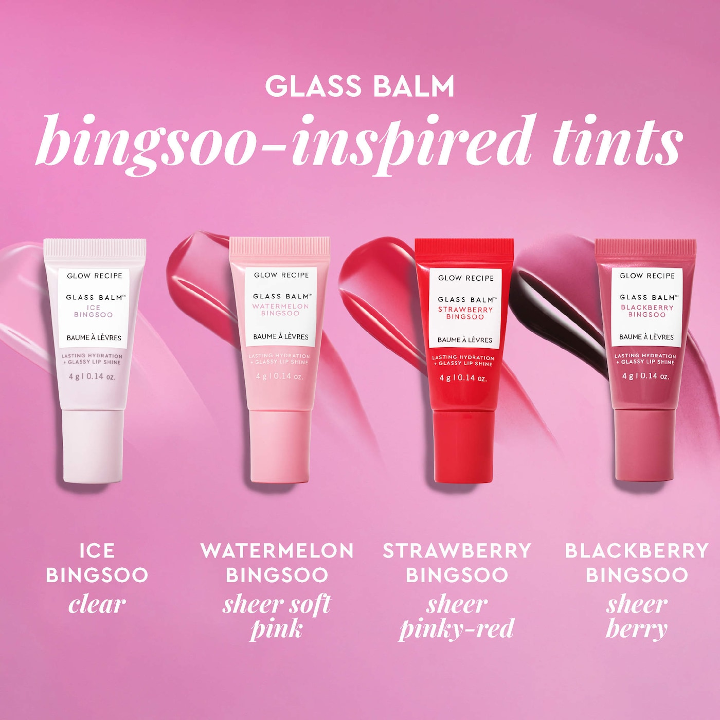 *PREORDEN: Mini Glass Balm Lip Collection Gift Set - Glow Recipe / 4 Mini pzas bálsamo hidratante