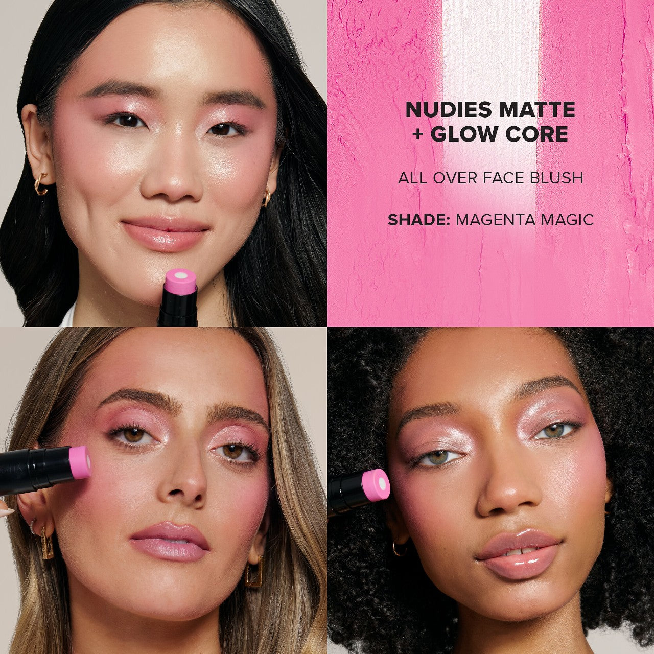 *PREORDEN: Nudies Matte + Glow Core All Over Face Plumping Peptide Blush - nudestix / Rubor en barra