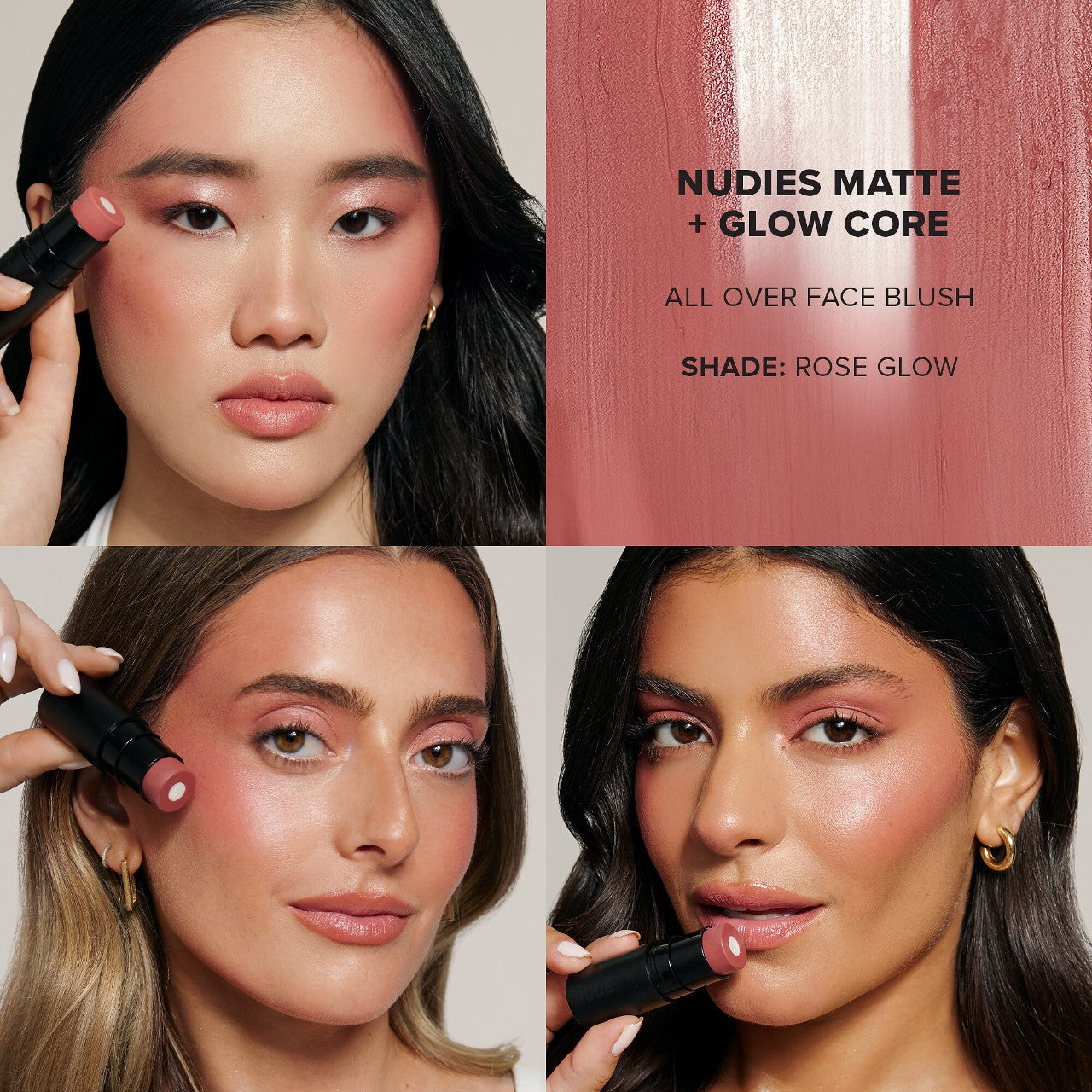 *PREORDEN: Nudies Matte + Glow Core All Over Face Plumping Peptide Blush - nudestix / Rubor en barra