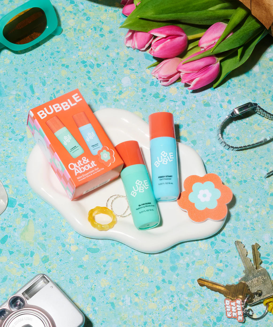 Out and About - Bubble Skincare / Crema hidratante + Limpiador minis