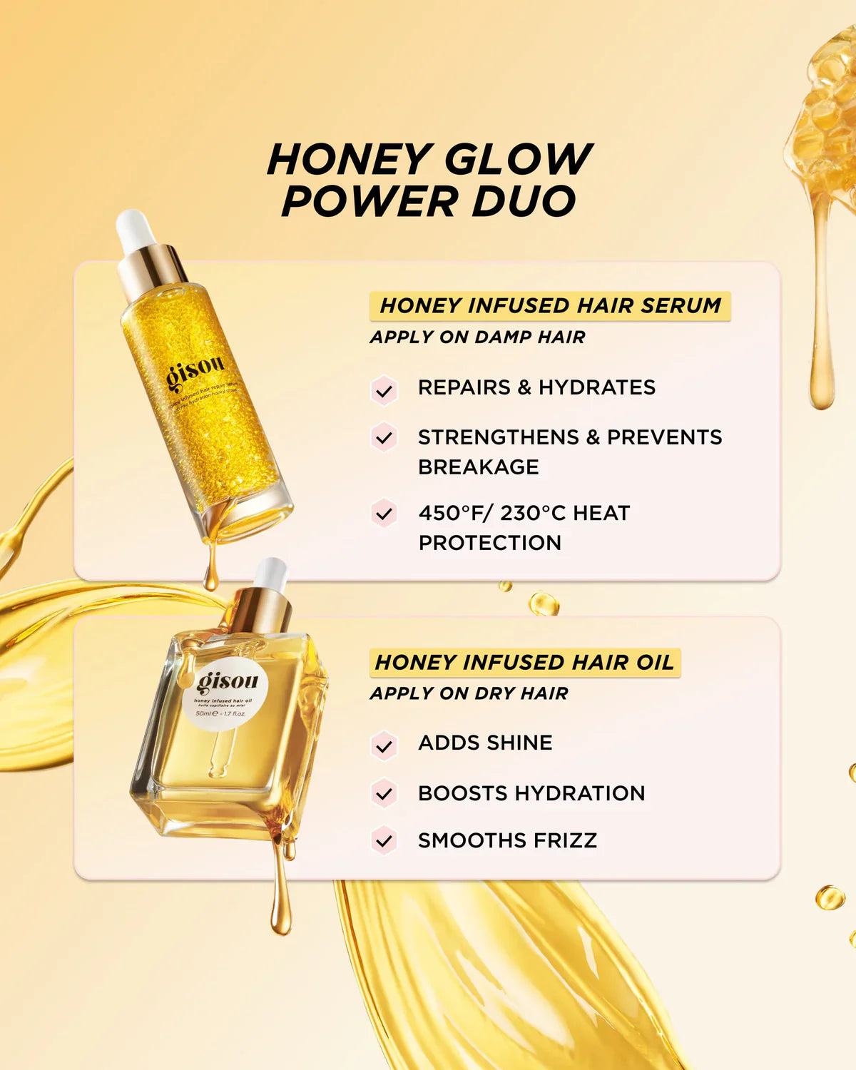 Honey Infused Hair Oil - Gisou / Aceite para cabello que nutre hidrata y suaviza