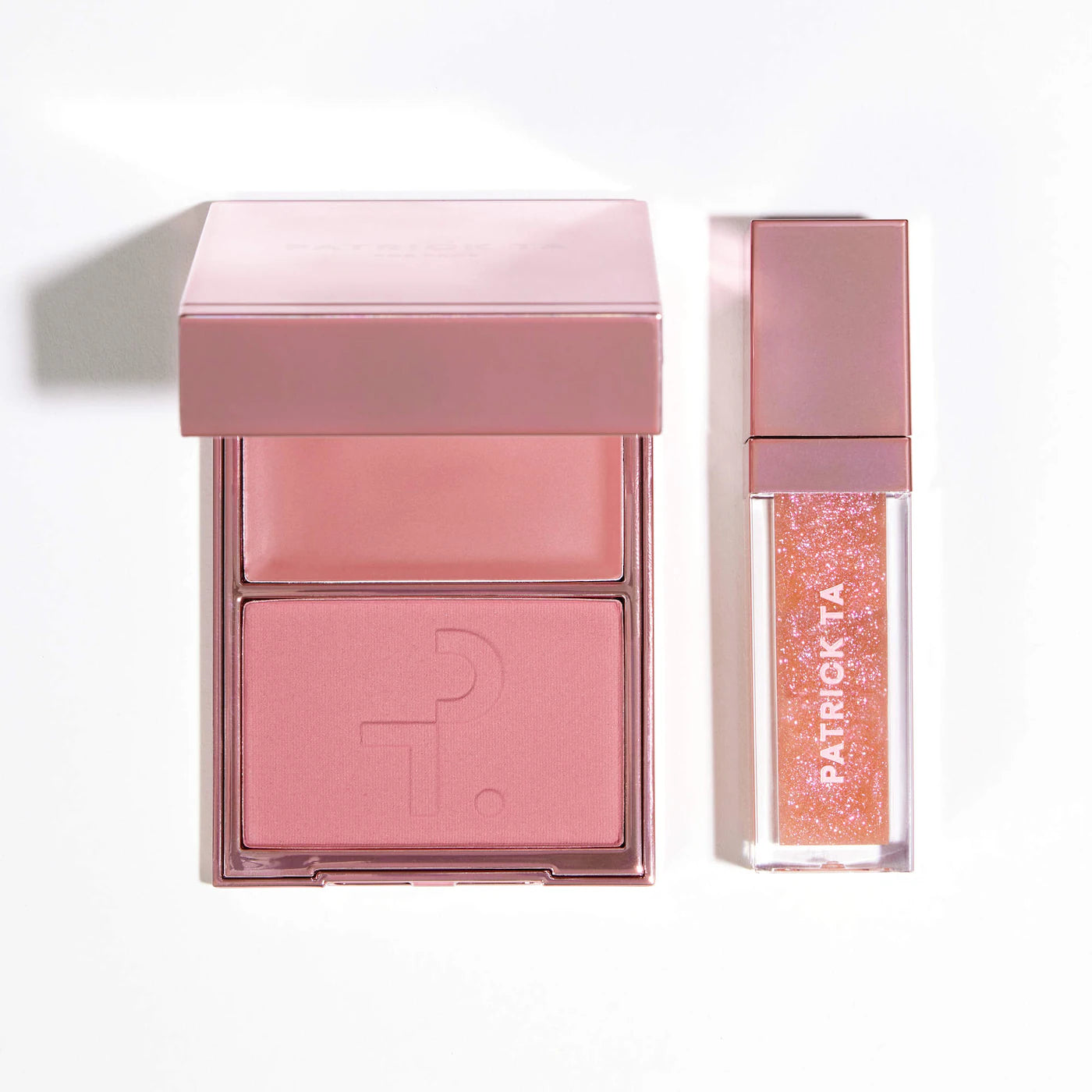*PREORDEN: Patrick's Glow and Gloss Set: Major Headlines Blush Duo and Plumping Lip Gloss Makeup Gift Set - Patrick Ta / Set 2 pzas rubor y gloss