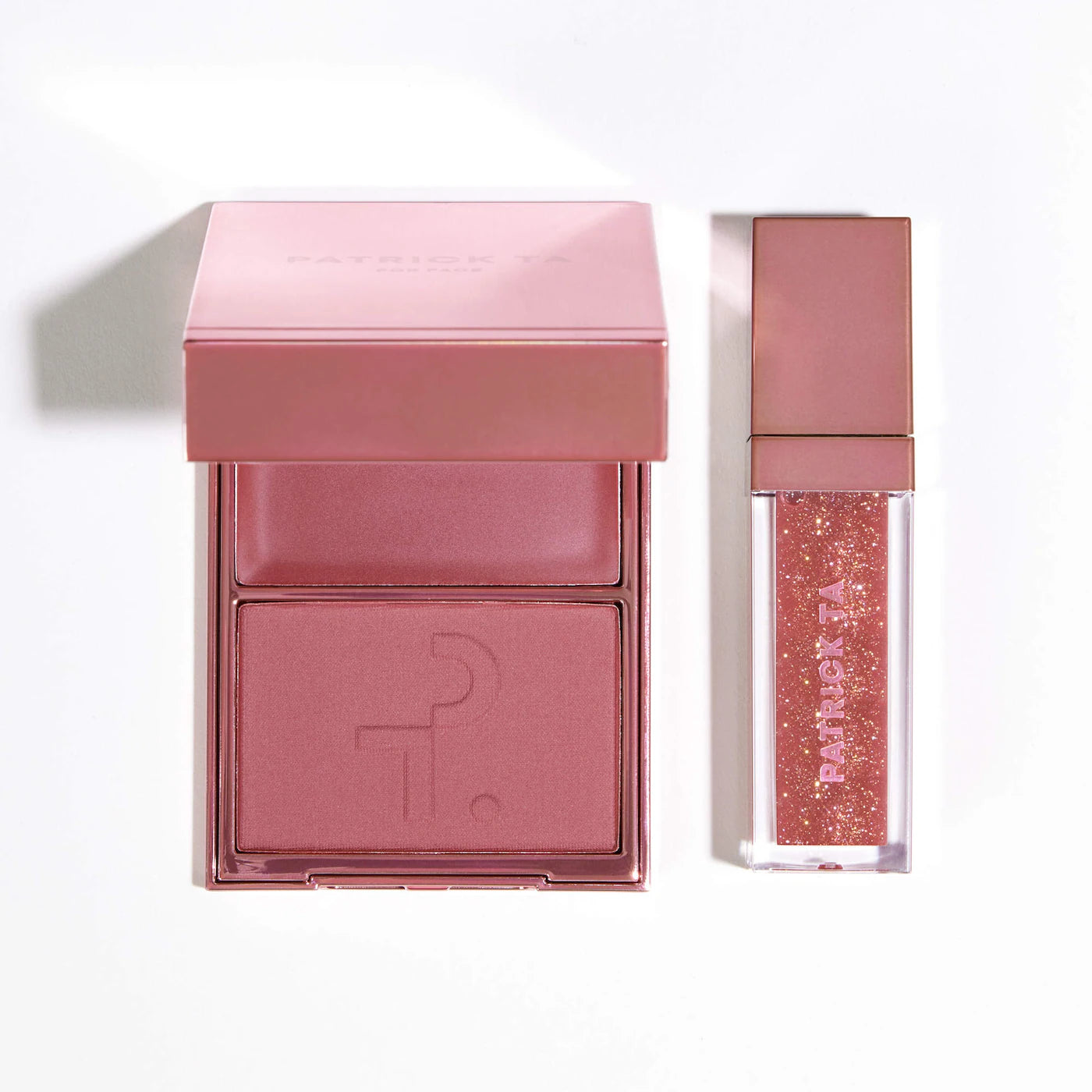 *PREORDEN: Patrick's Glow and Gloss Set: Major Headlines Blush Duo and Plumping Lip Gloss Makeup Gift Set - Patrick Ta / Set 2 pzas rubor y gloss