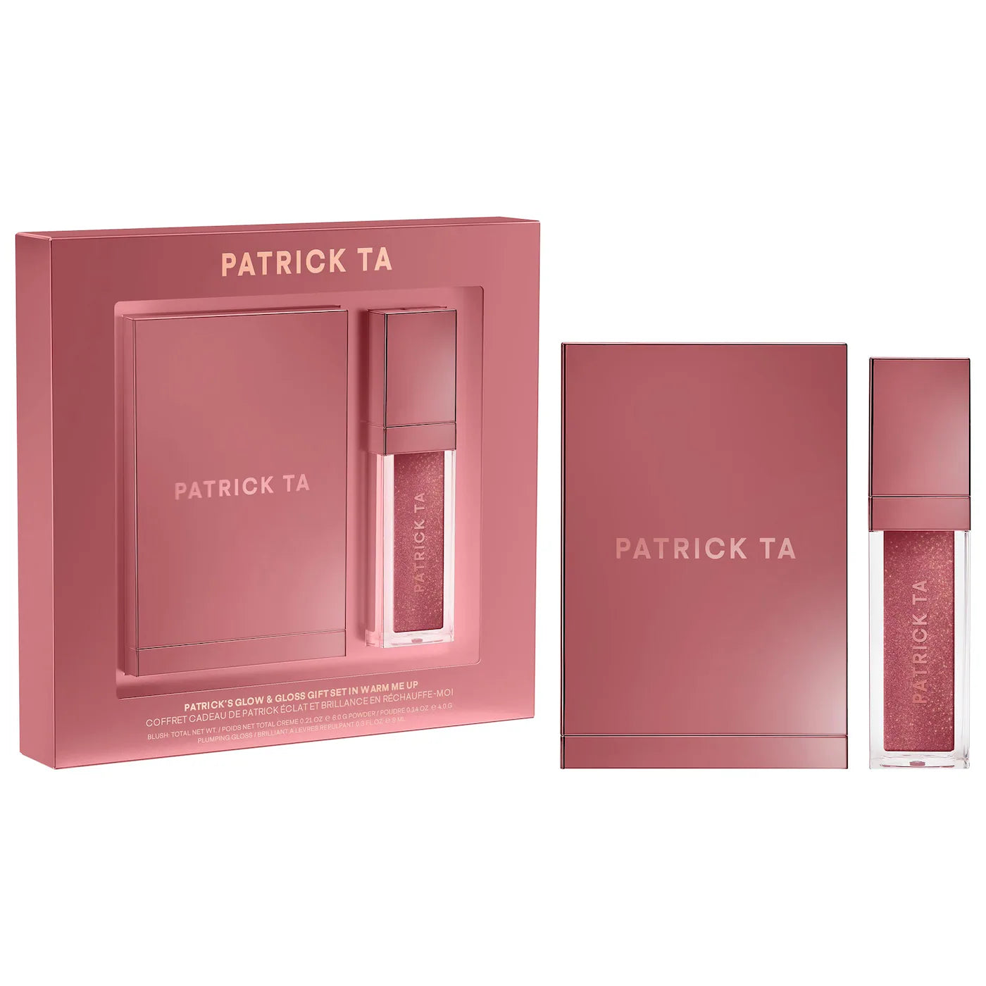 *PREORDEN: Patrick's Glow and Gloss Set: Major Headlines Blush Duo and Plumping Lip Gloss Makeup Gift Set - Patrick Ta / Set 2 pzas rubor y gloss