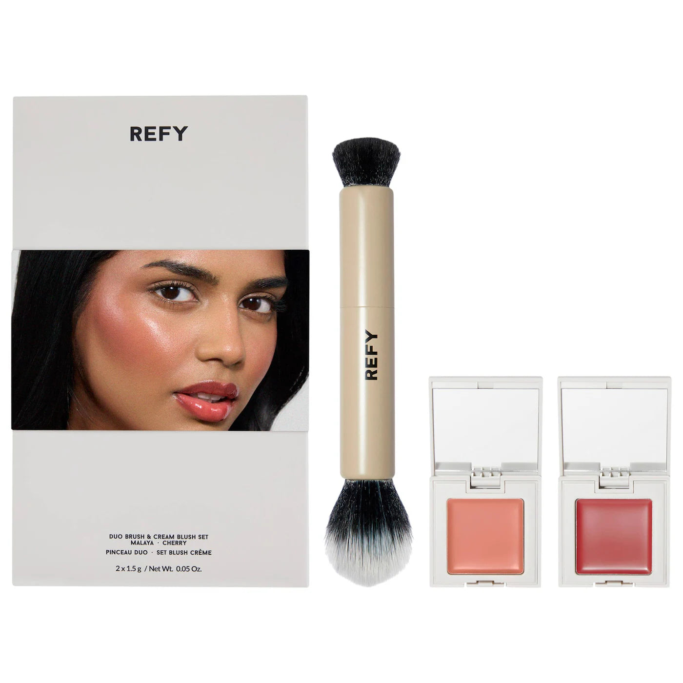 Cream Blush Duo with Duo Face Brush Gift Set - REFY / Set de brocha + blush