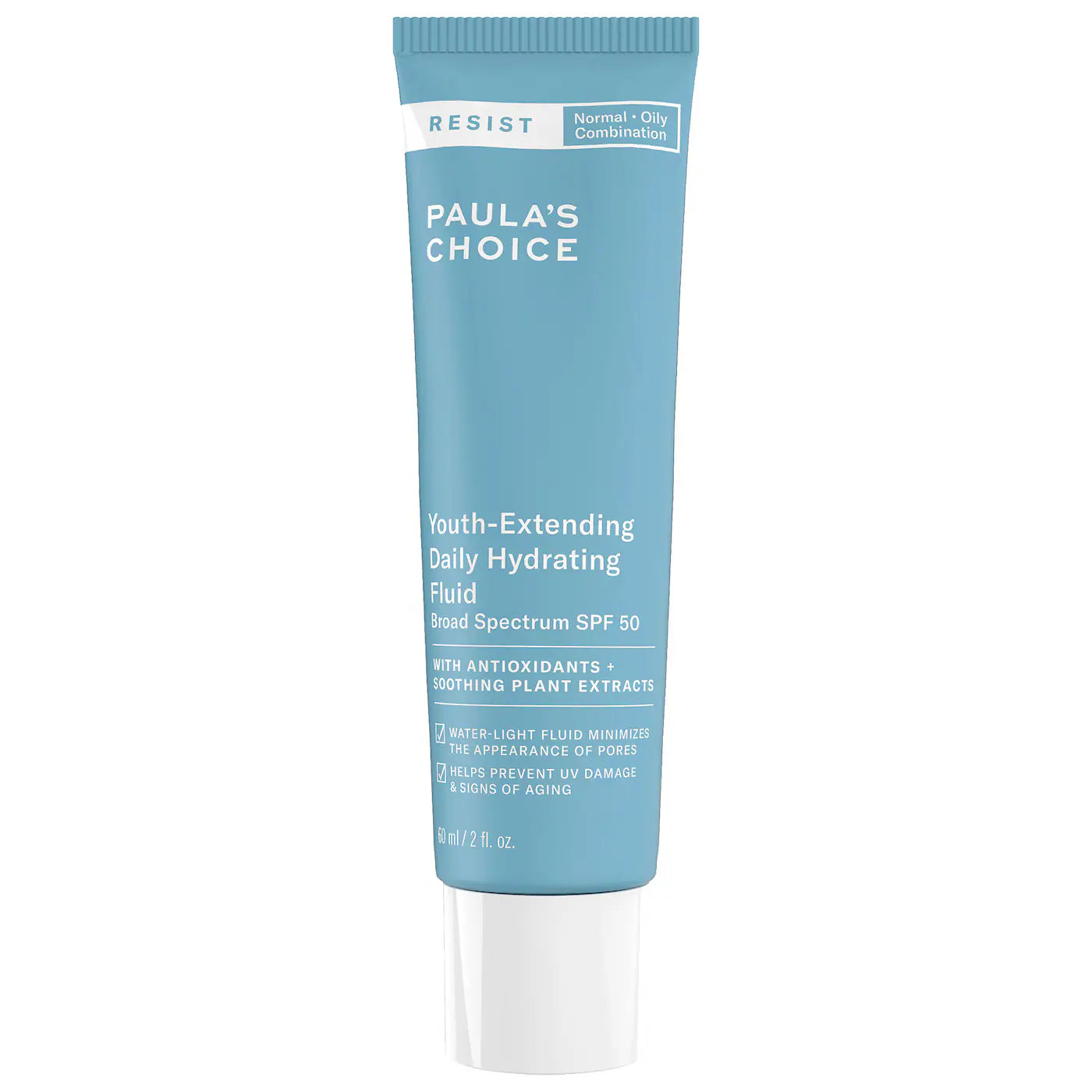 RESIST Youth-Extending Daily Hydrating Fluid SPF 50, 60mL - Paula’s Choice / Protector solar ligero