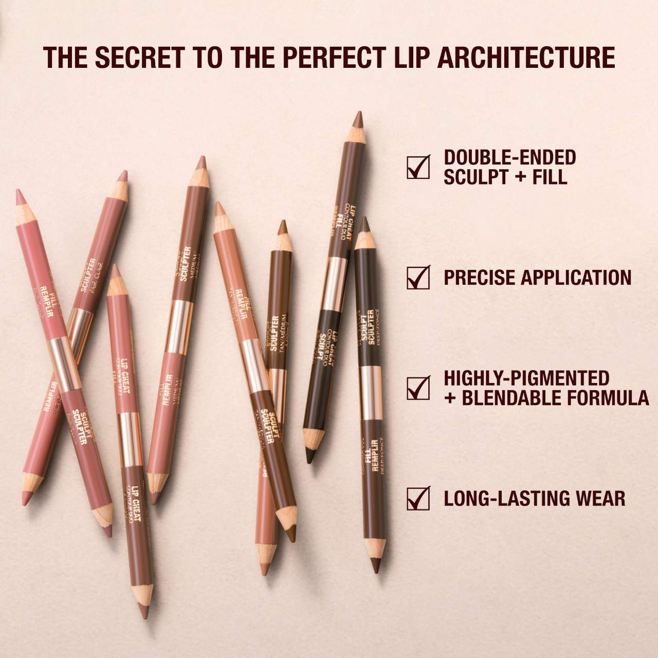 *PREORDEN: Super Nudes Lip Cheat Contour Duo Lip Liner - Charlotte Tilbury / Delineador de labios doble punta