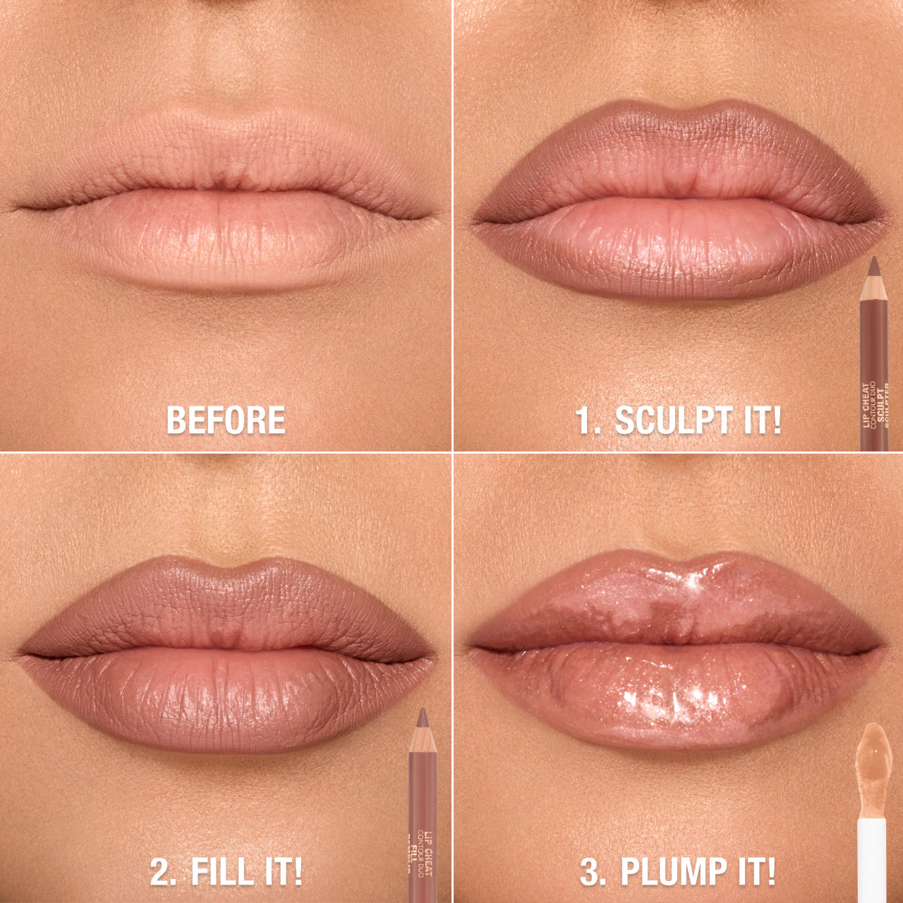 *PREORDEN: Super Nudes Lip Cheat Contour Duo Lip Liner - Charlotte Tilbury / Delineador de labios doble punta