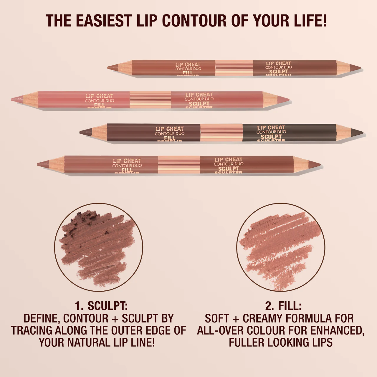 *PREORDEN: Super Nudes Lip Cheat Contour Duo Lip Liner - Charlotte Tilbury / Delineador de labios doble punta
