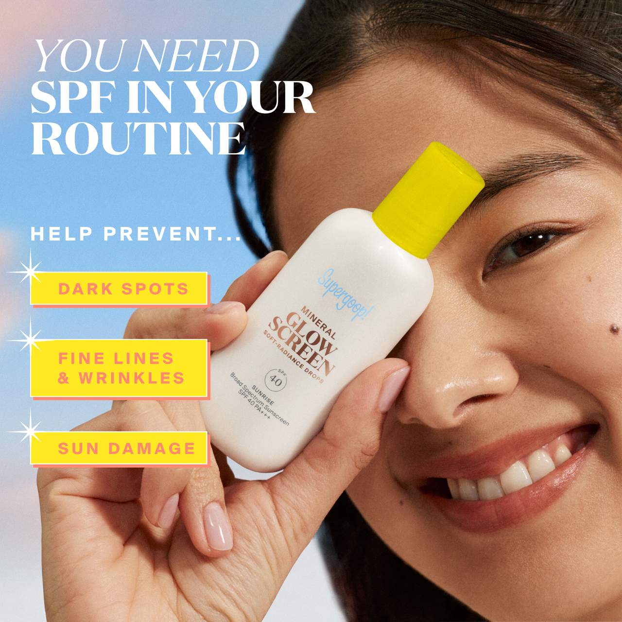 *PREORDEN: Glowscreen Soft-Radiance Drops Mineral SPF 40 - Supergoop! / Protector solar líquido luminoso