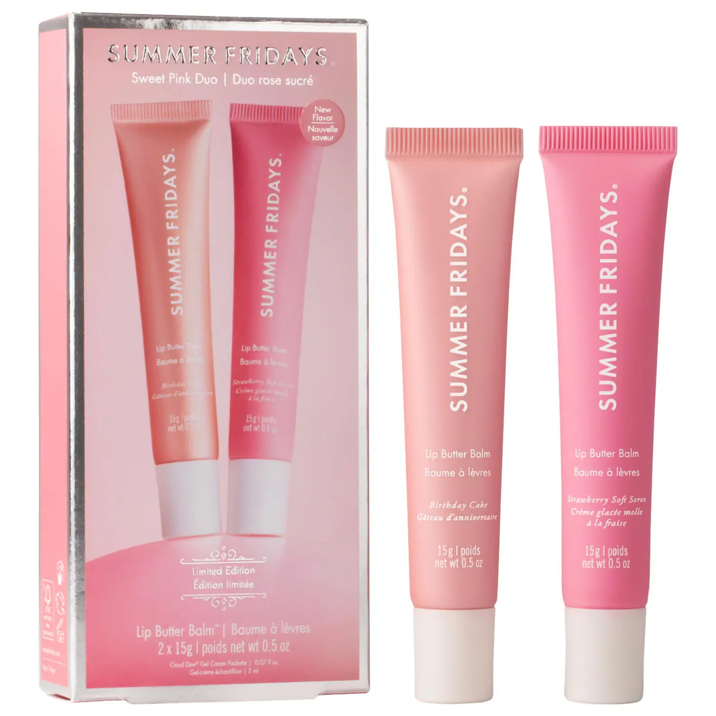 *PREORDEN: Sweet Pink Duo with Birthday Cake + Strawberry Soft Serve Lip Butter Balm / Set bálsamo de labios