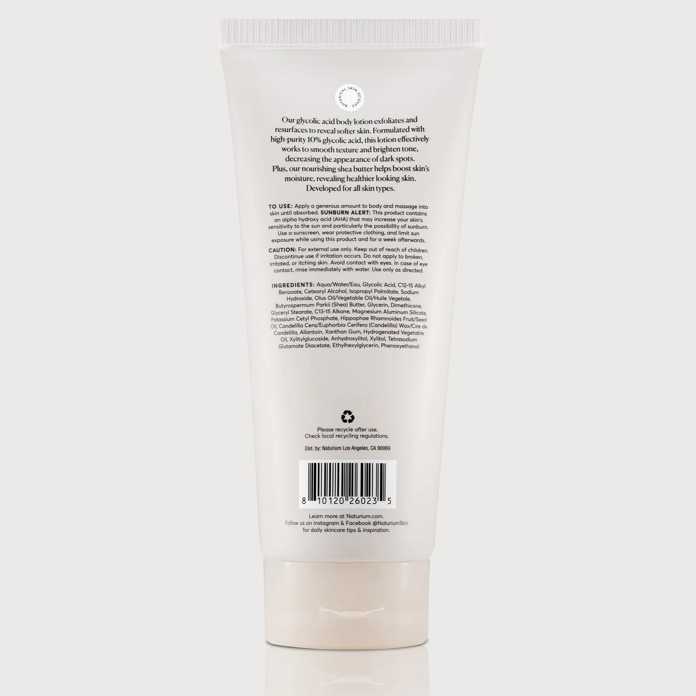 The Smoother Glycolic Acid Body Lotion - Naturium / Crema para cuepo exfoliante