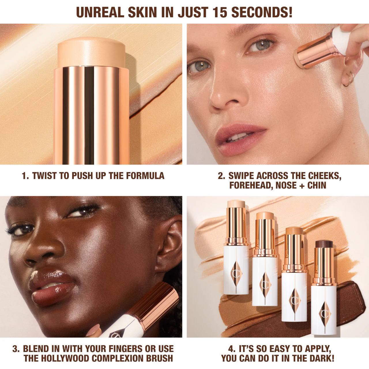 *PREORDEN: Unreal Skin Sheer Glow Tint Hydrating Foundation Stick - Charlotte Tilbury / Base en barra de cobertura ligera