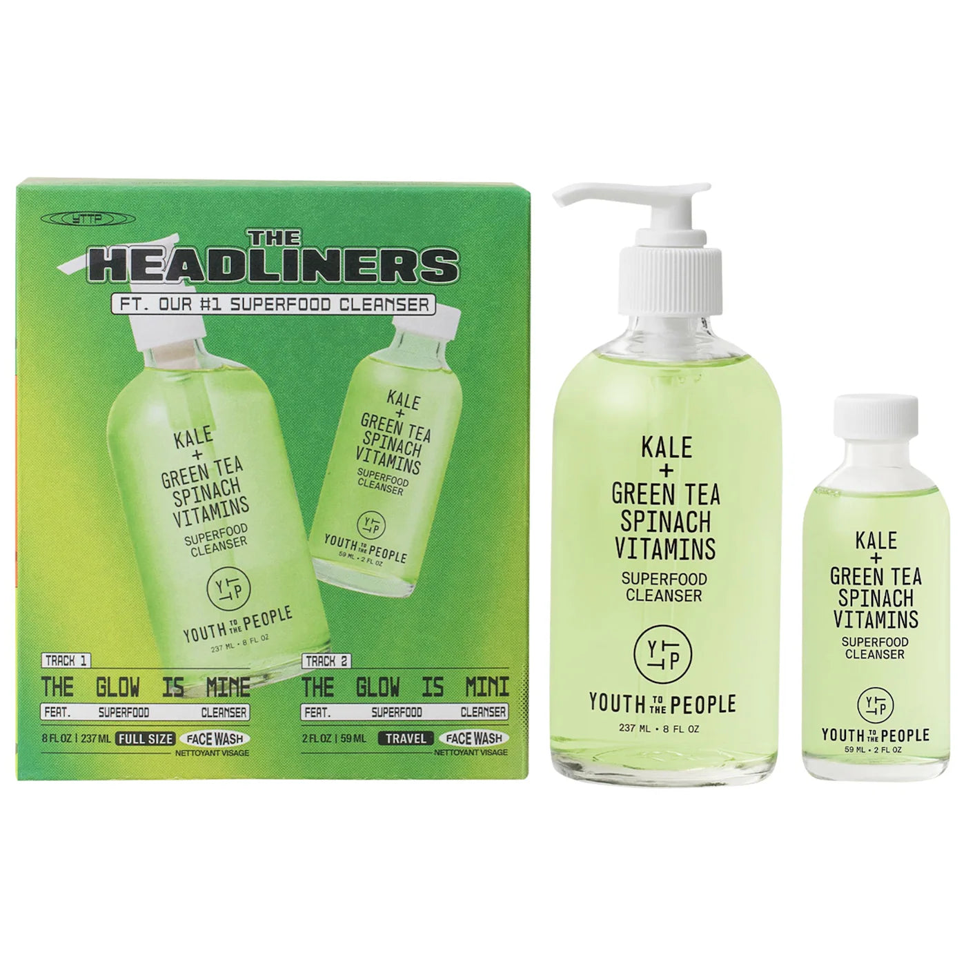 The Headliners Superfood Antioxidant Cleanser Skincare Set - Youth To The People / Limpiador facial set 2 pzas