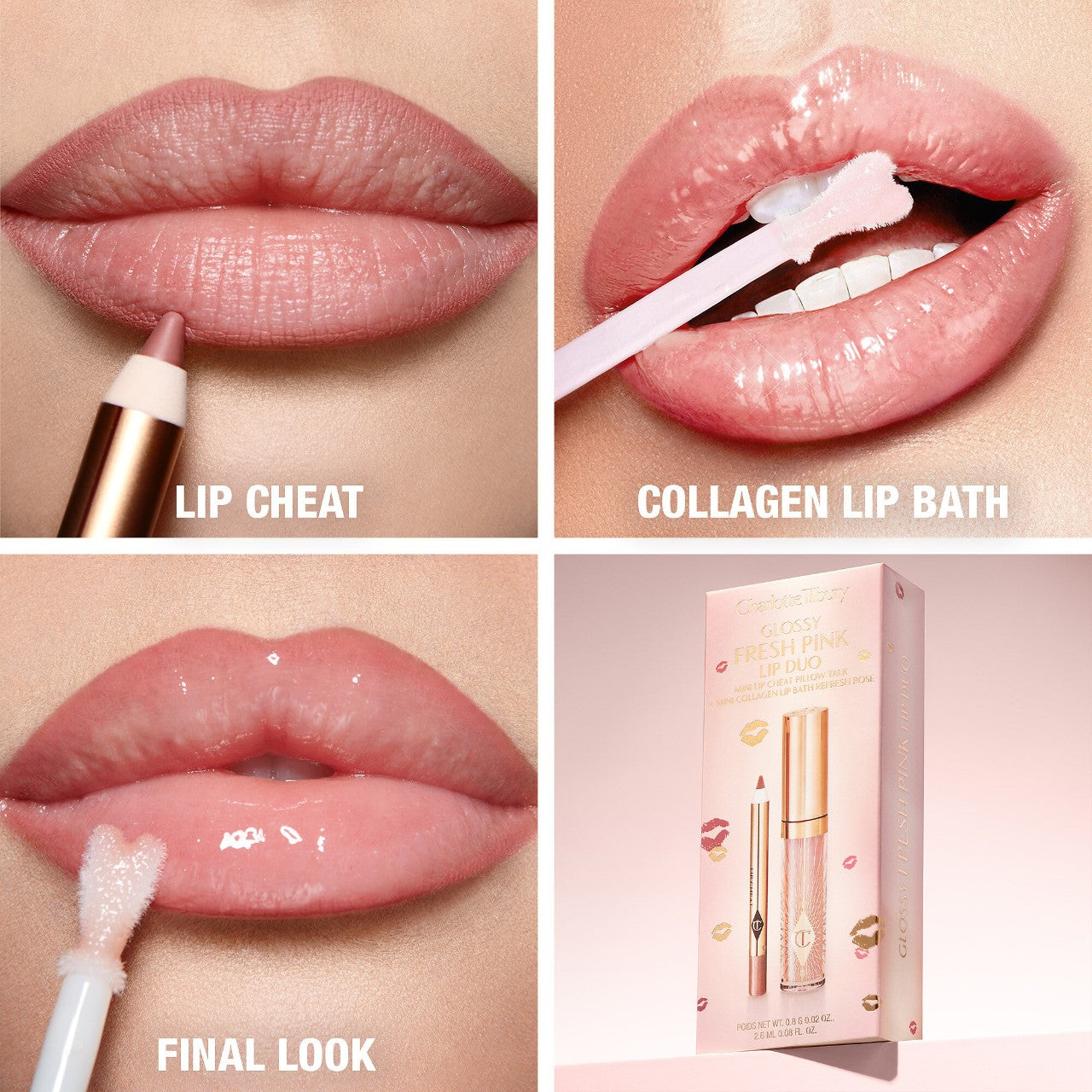 Mini Glossy Pink Lip Gloss + Lip Liner Set - Charlotte Tilbury / Set de labios gloss + lapiz